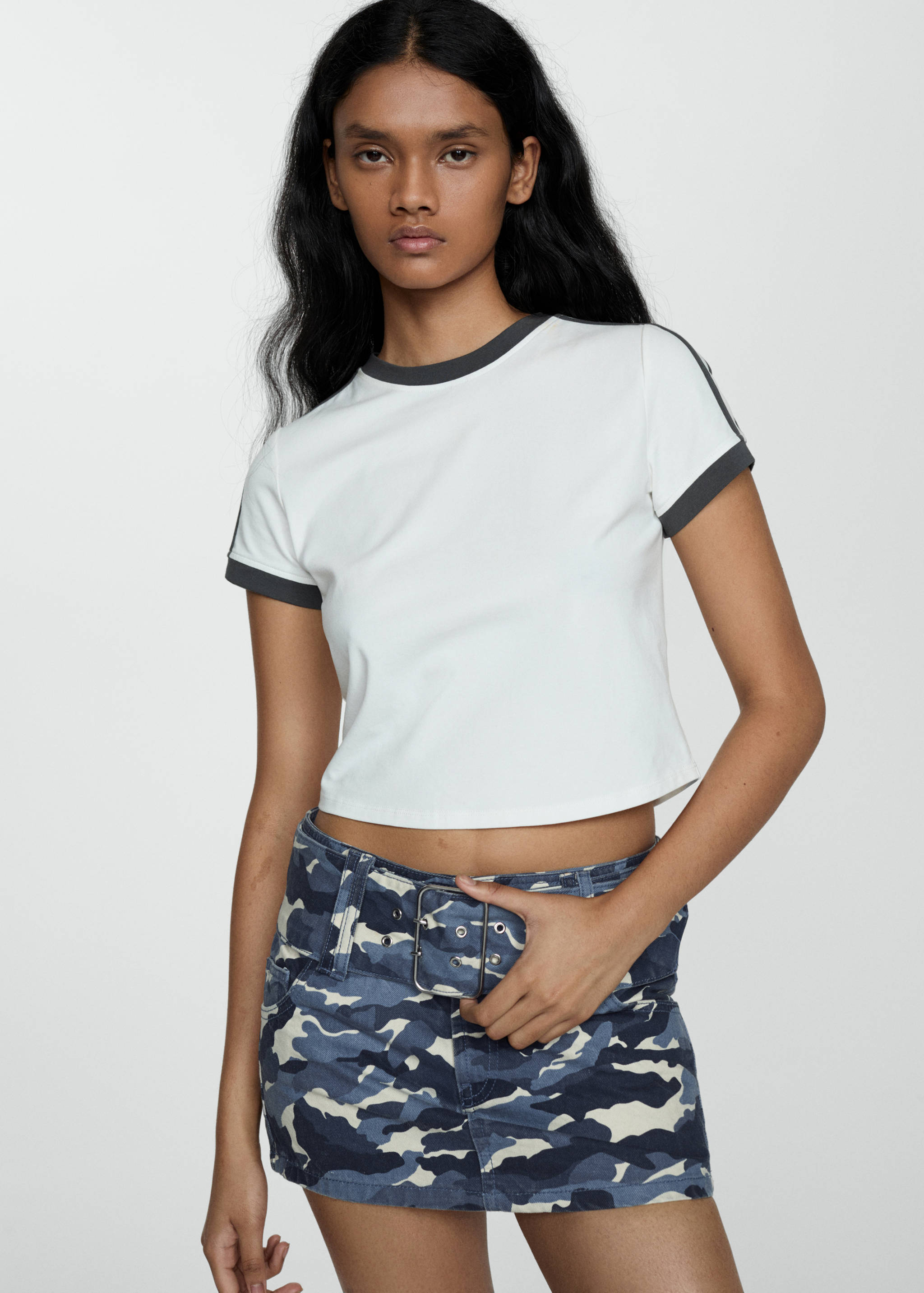 Camouflage mini-skirt with belt - Medium plane