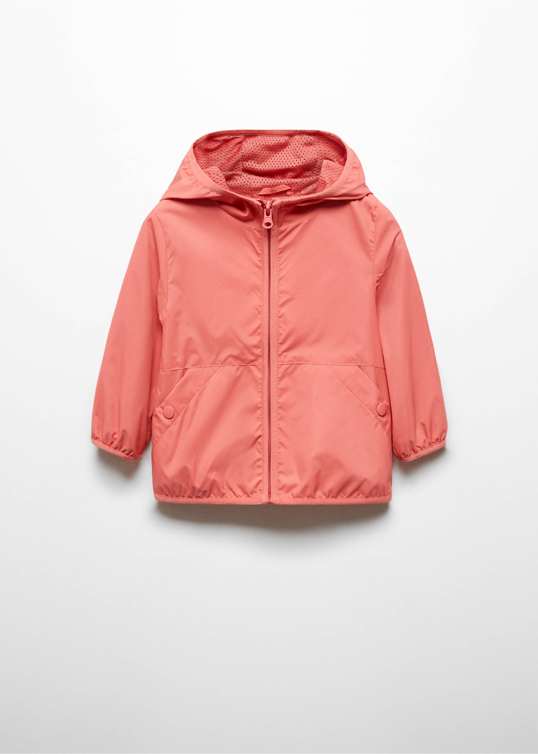Raincoat hooded jacket - Article without model, Coral Red. Ref: 67047916-00.