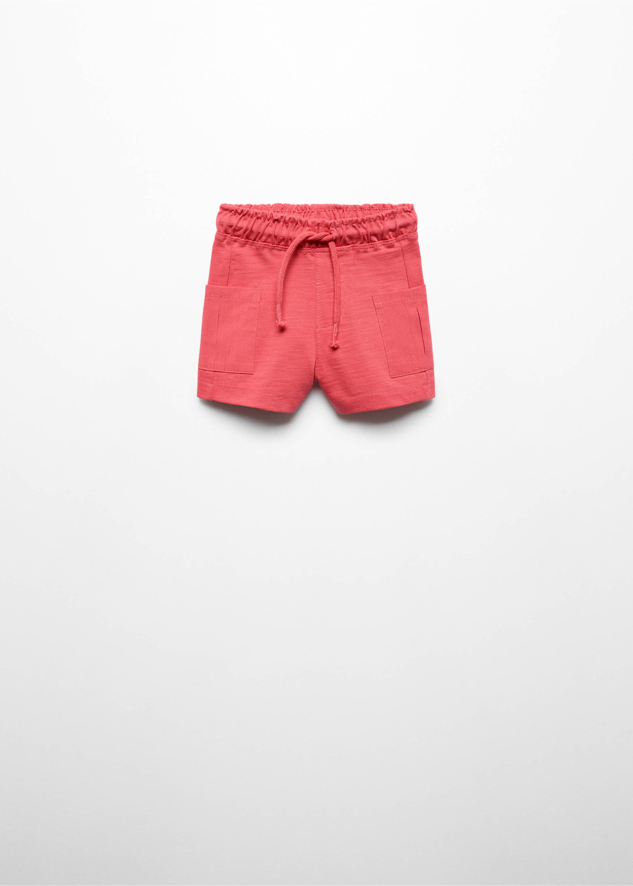 Elastic waist Bermuda shorts - Article without model, Coral Red. Ref: 67047917-00.