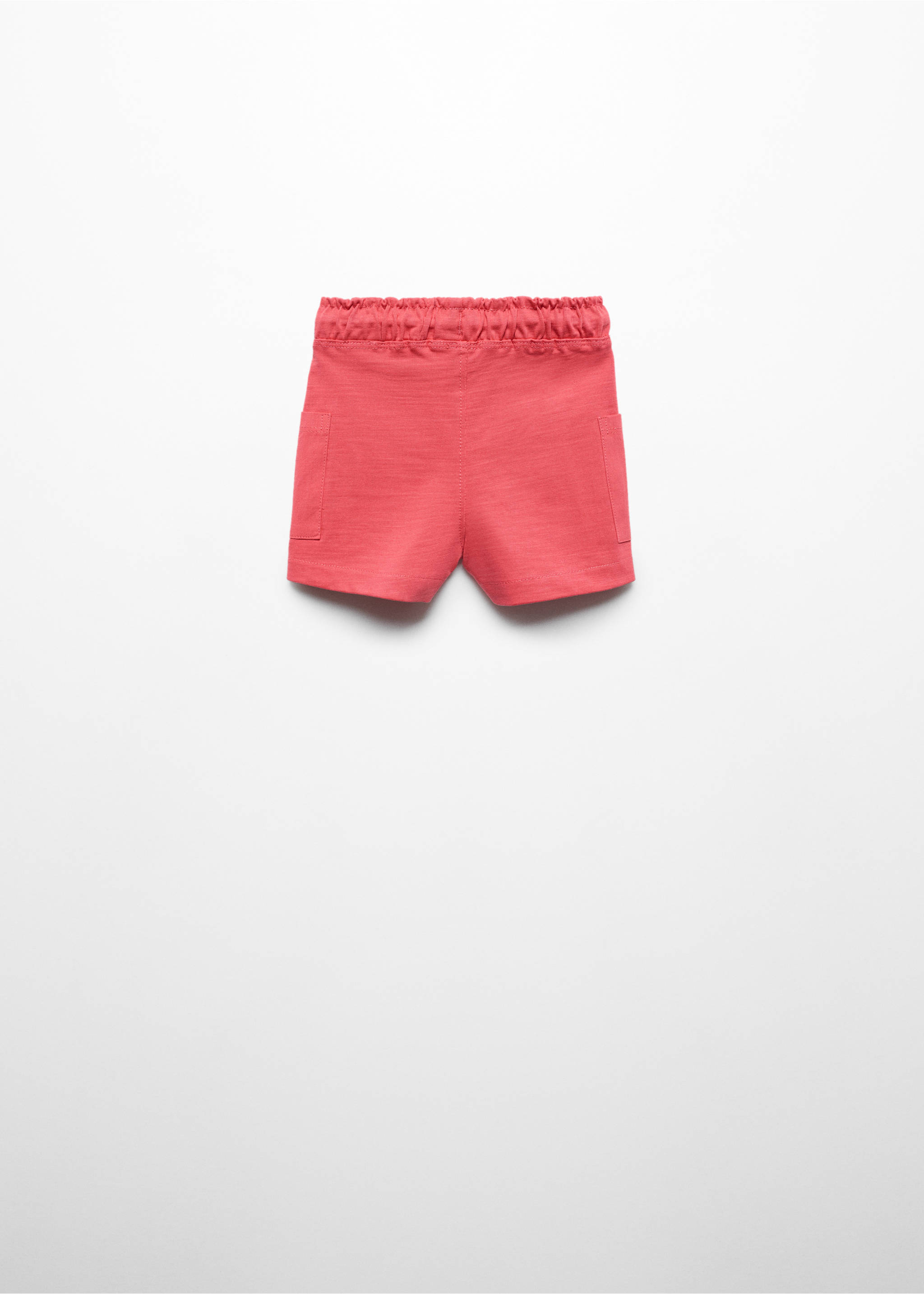 Elastic waist Bermuda shorts - Reverse of the article, Coral Red. Ref: 67047917-00.