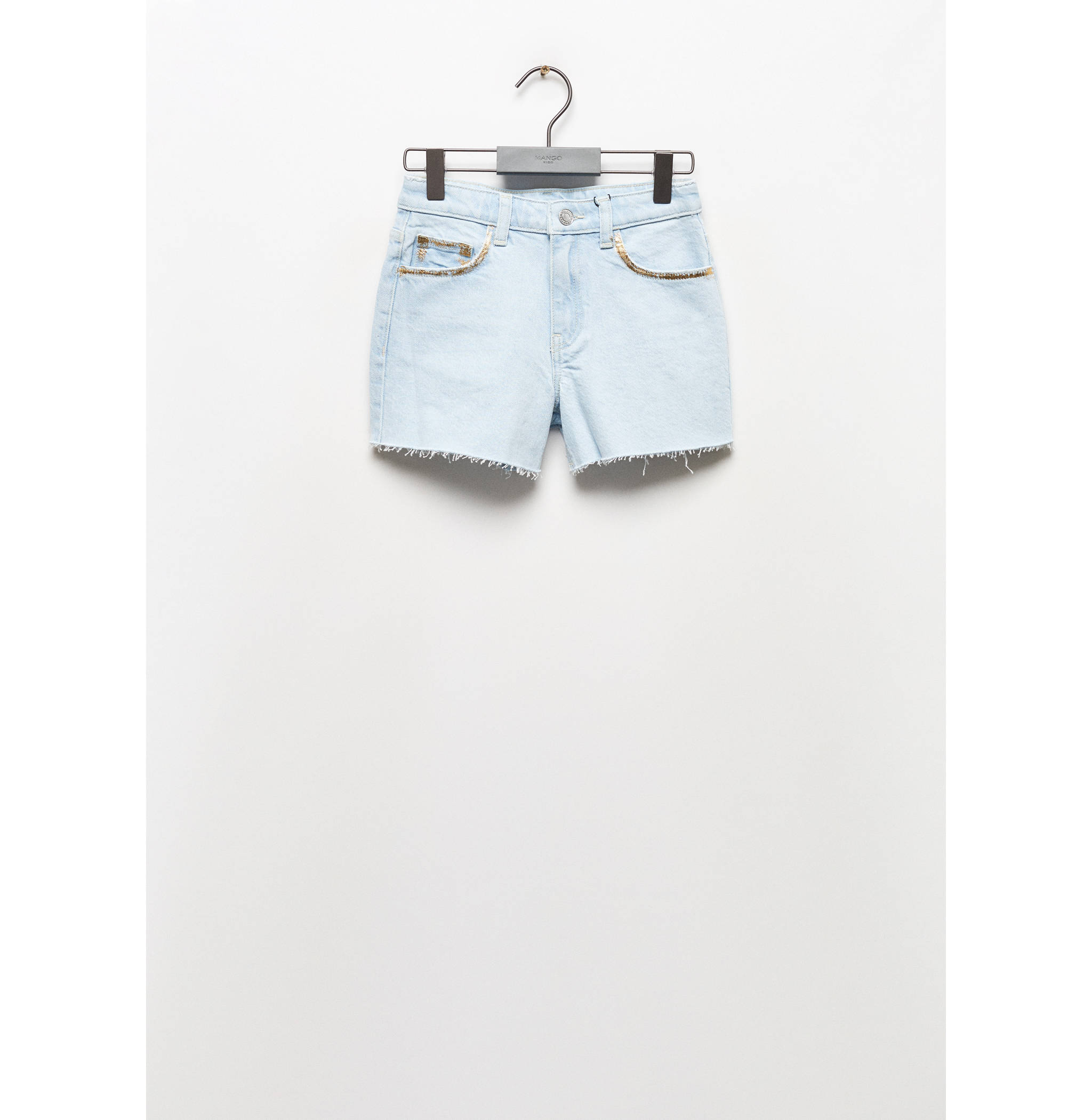 Denim shorts with frayed hem - Article without model