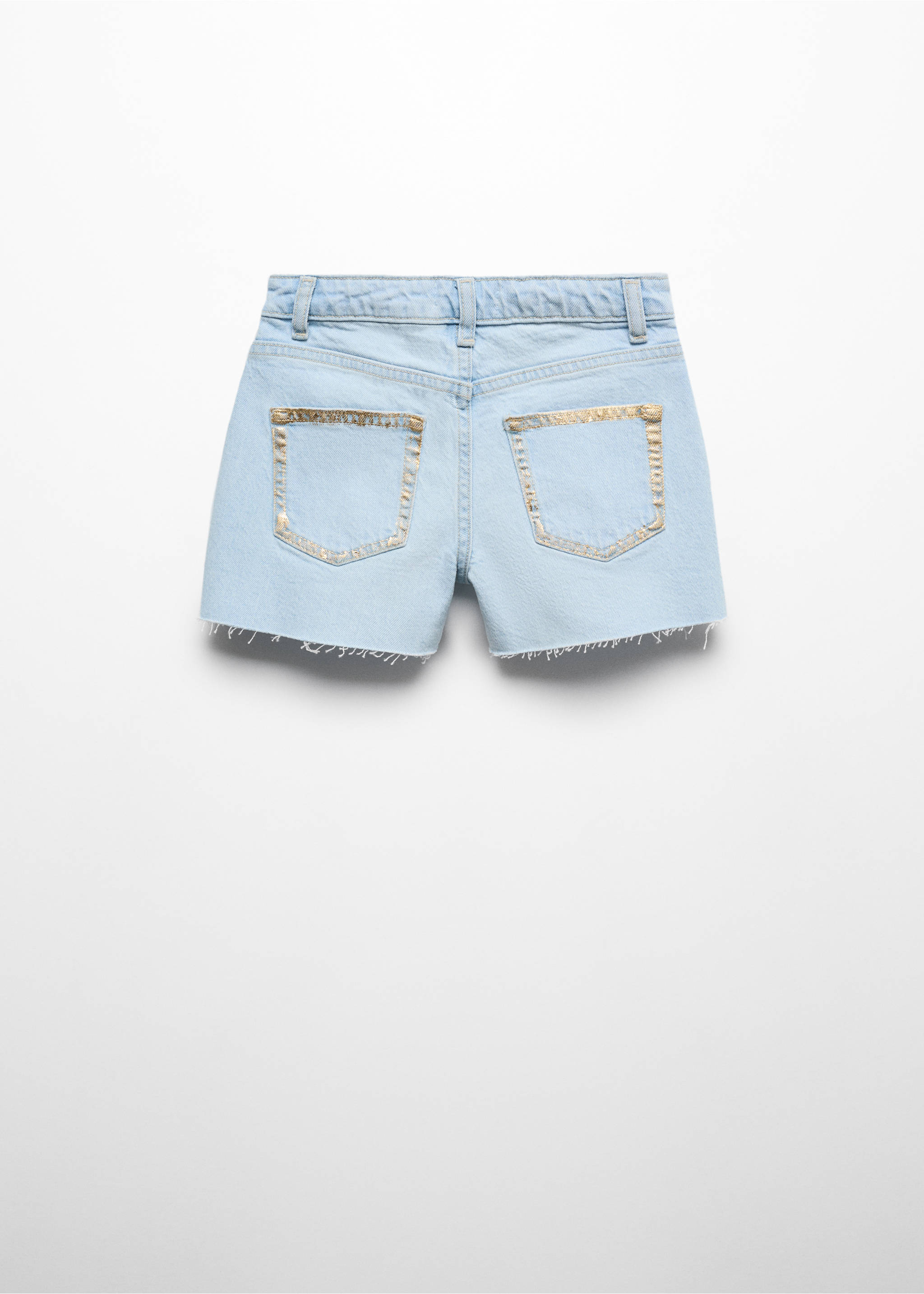 Denim shorts with frayed hem - Reverse of the article, Light Blue. Ref: 67047918-00.