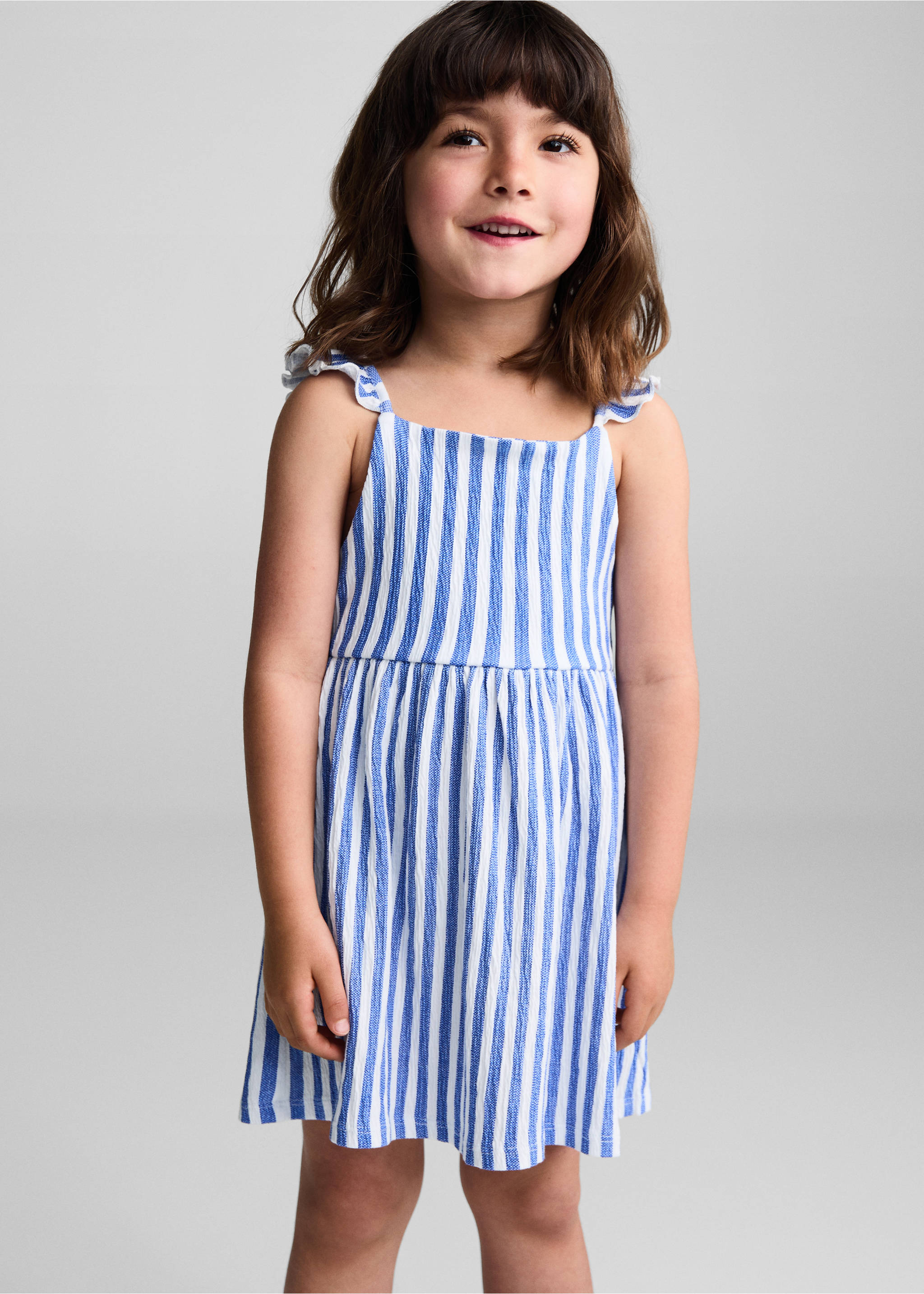 Striped ruffle dress - Medium plane, China Blue. Ref: 67047919-00.