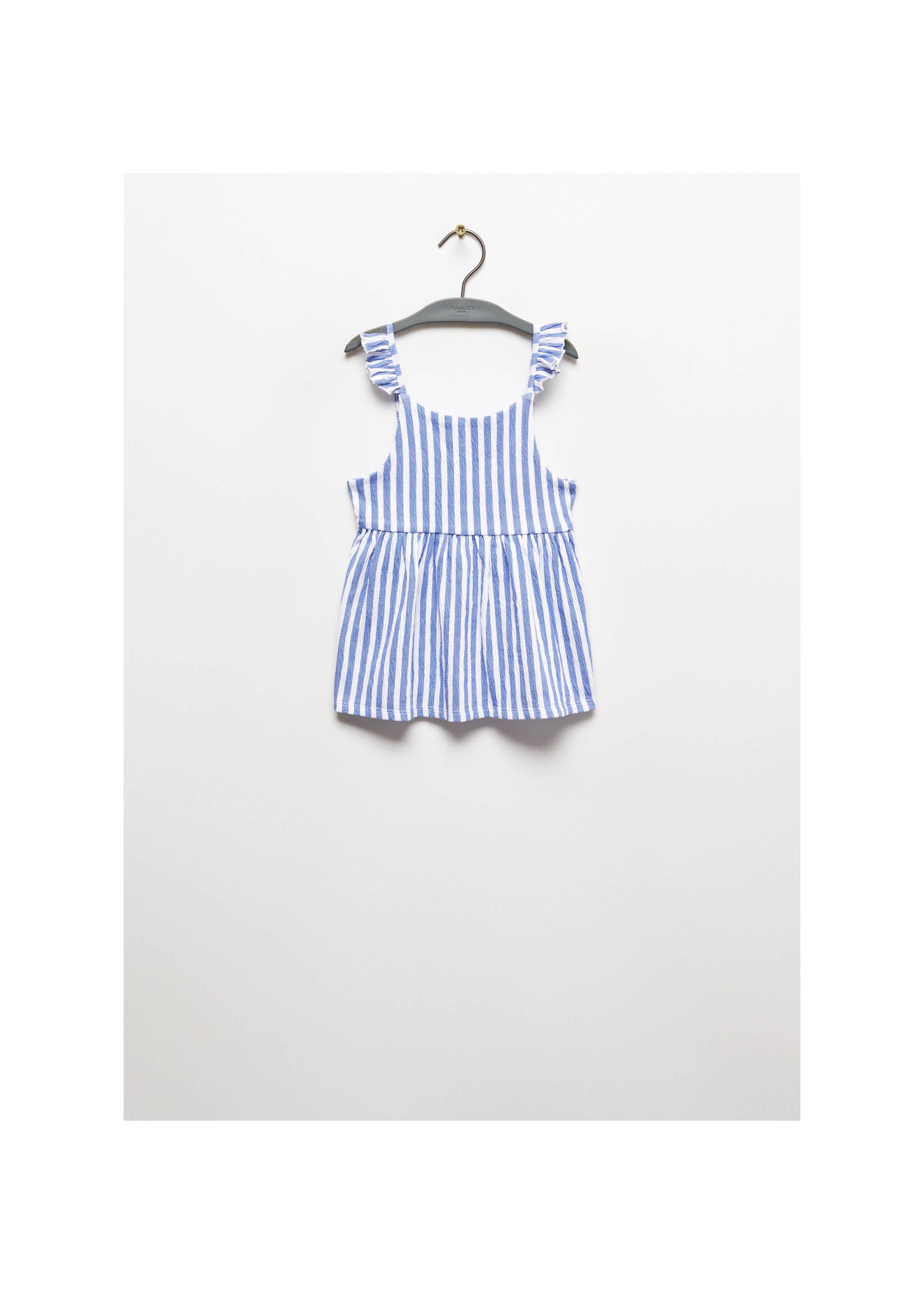 Striped ruffle dress - Article without model, China Blue. Ref: 67047919-00.