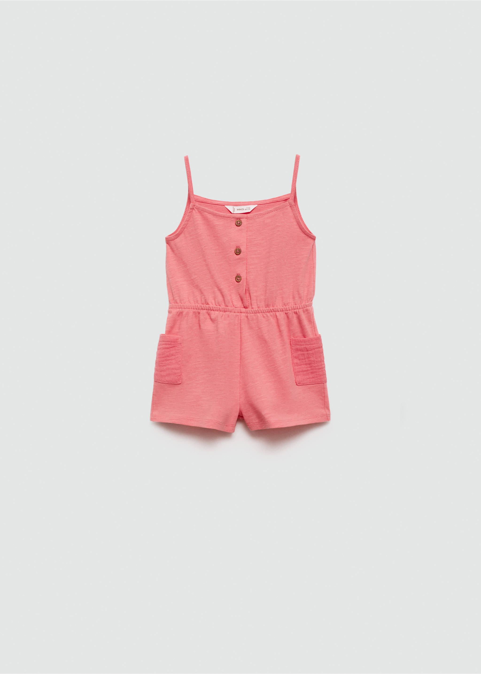 Cotton short jumpsuit - Article without model, Coral Red. Ref: 67047921-00.