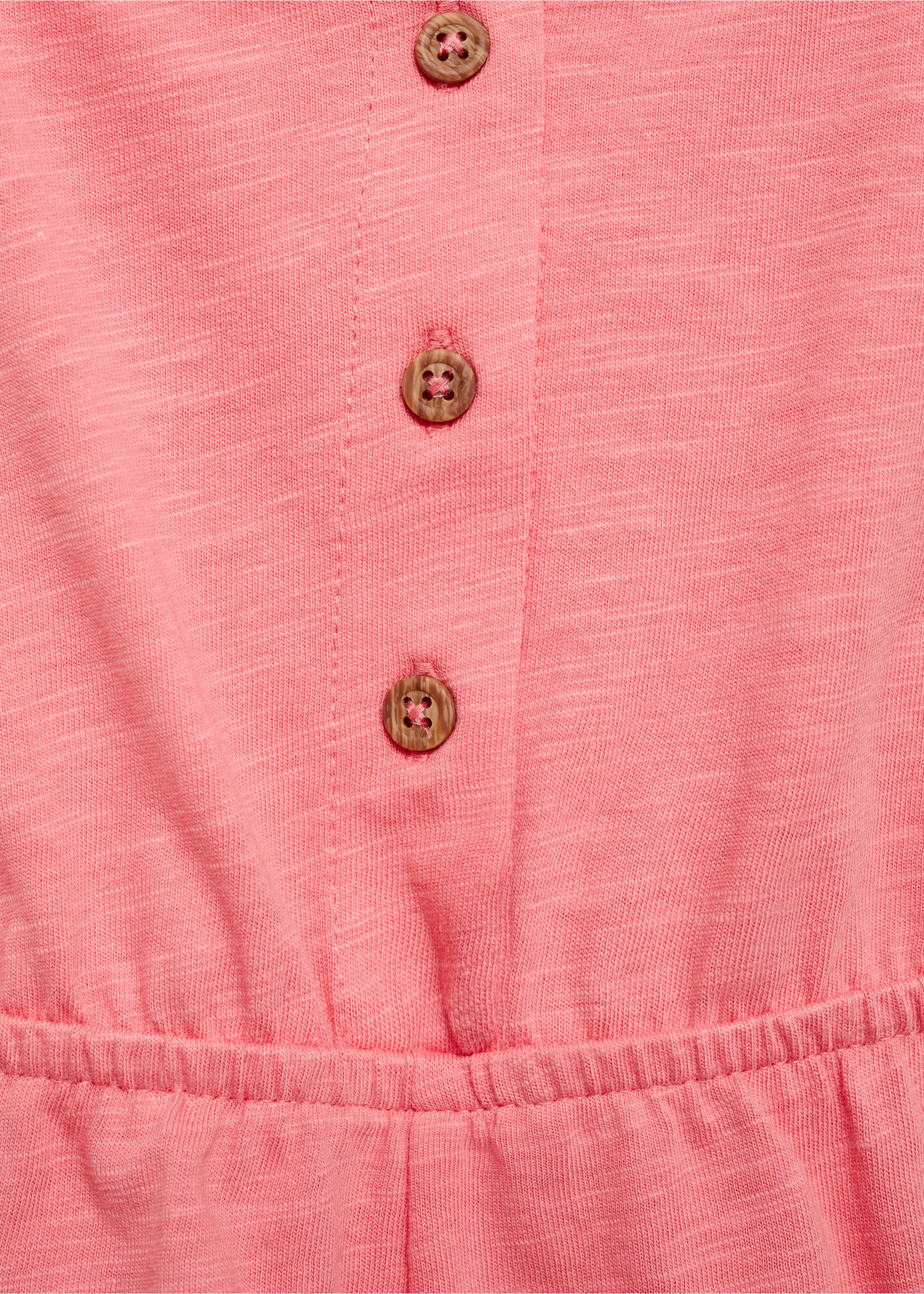 Cotton short jumpsuit - Details of the article 8, Coral Red. Ref: 67047921-00.