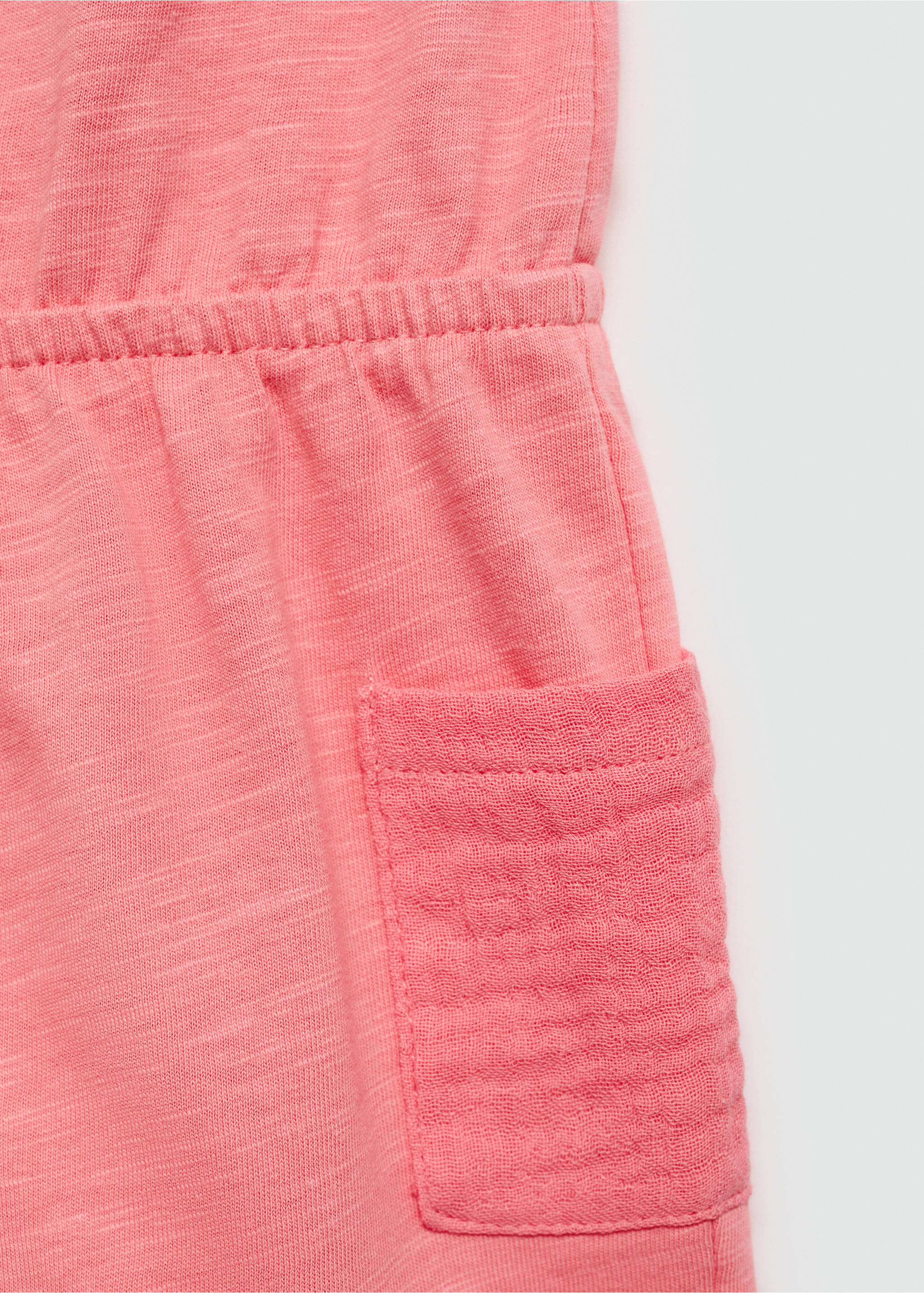 Cotton short jumpsuit - Details of the article 0, Coral Red. Ref: 67047921-00.