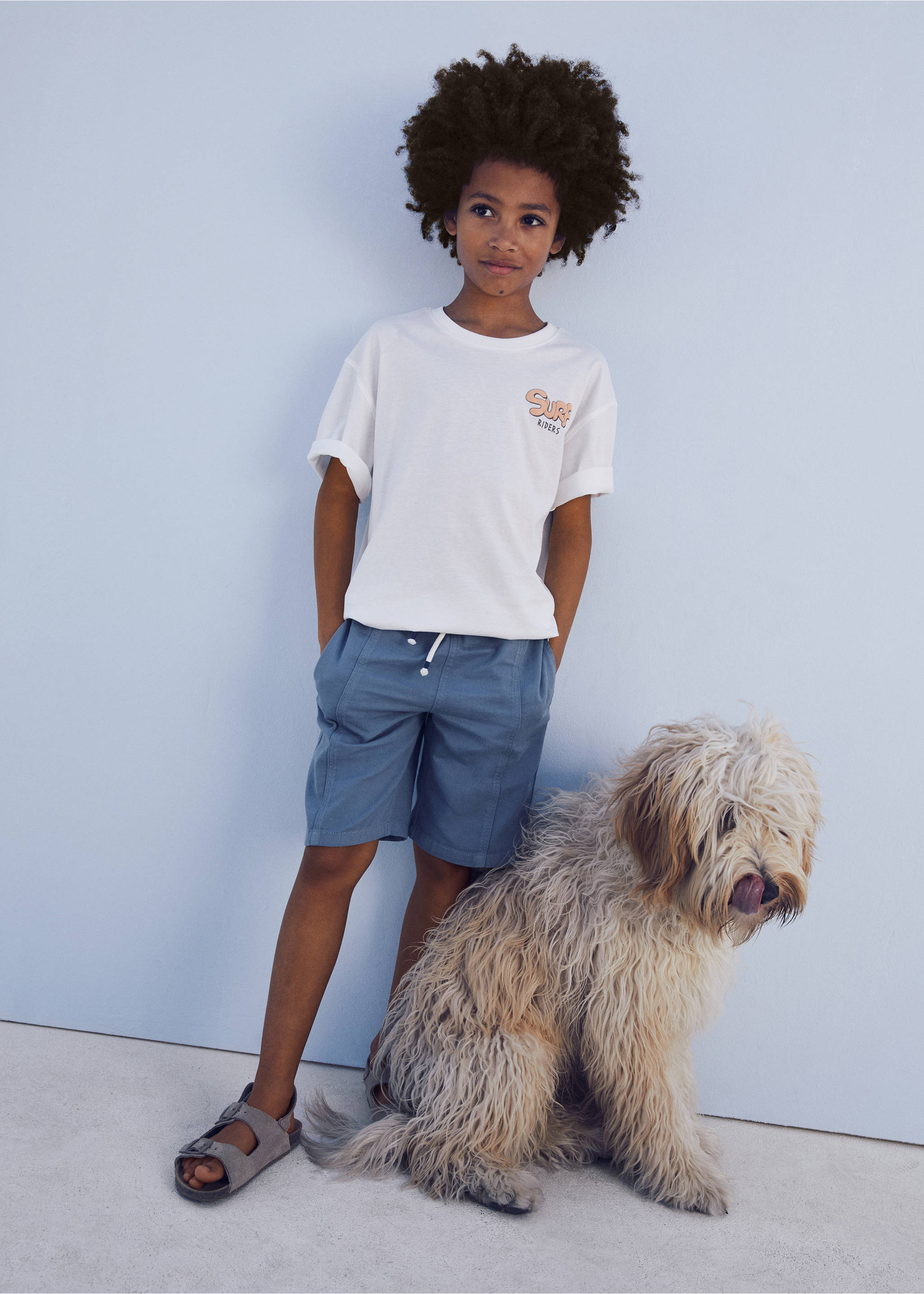 Baumwoll-Bermudashorts mit Stretchbund - Detail des Artikels 5, Blau. Ref: 67047922-00.