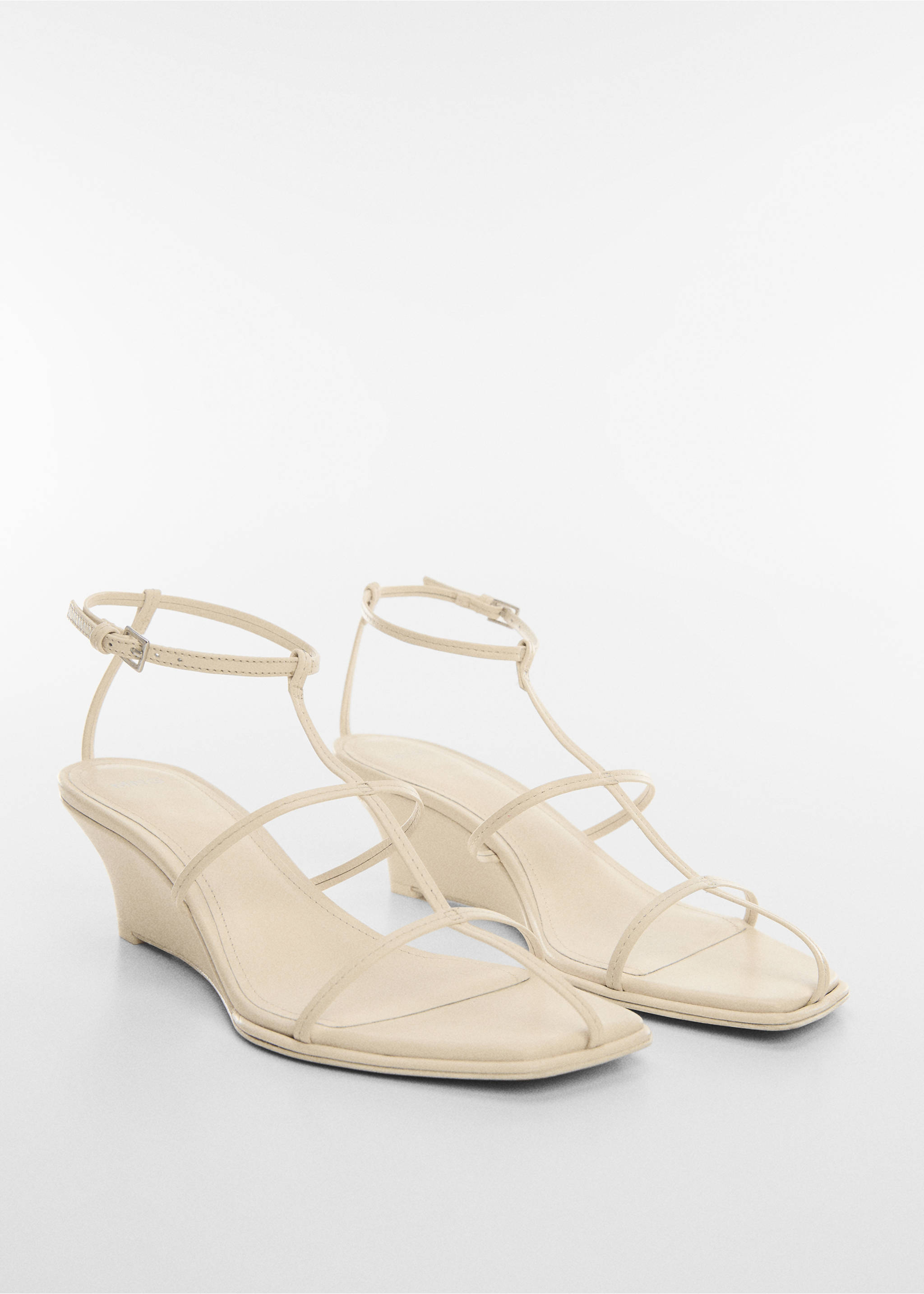 Leather straps sandals - Medium plane, White. Ref: 67048279-00.