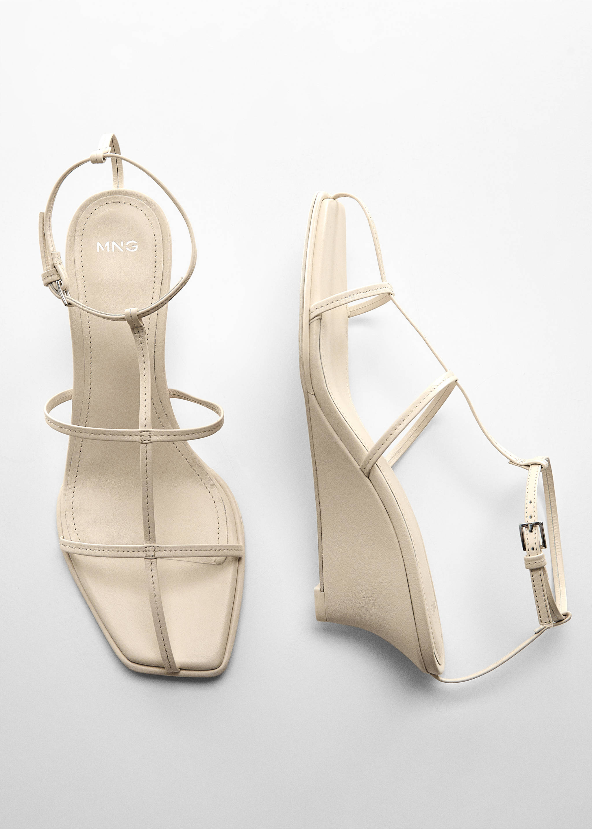 Leather straps sandals - Details of the article 5, White. Ref: 67048279-00.