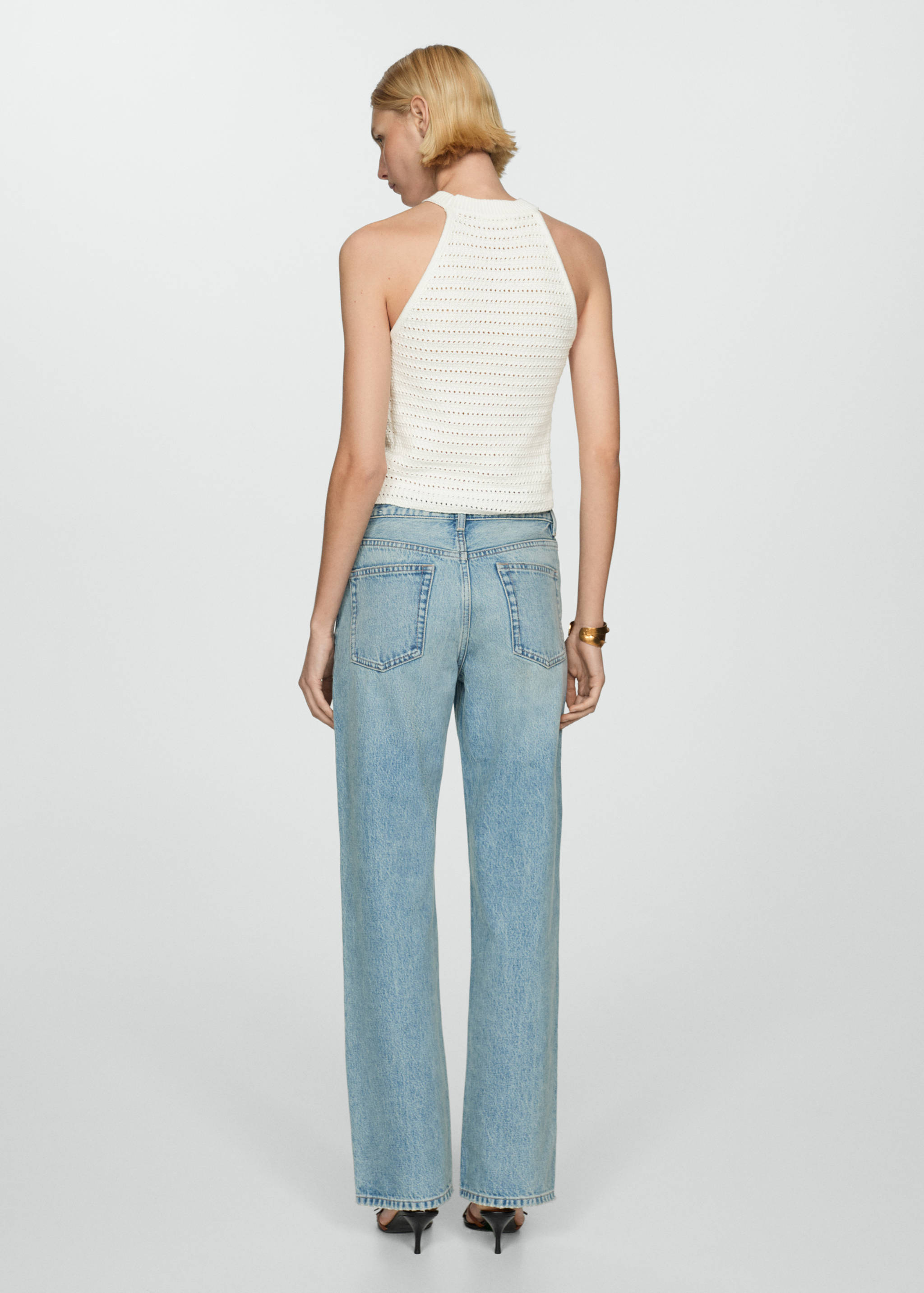 Pleteni top s rupičastim detaljima - Stražnji dio artikla