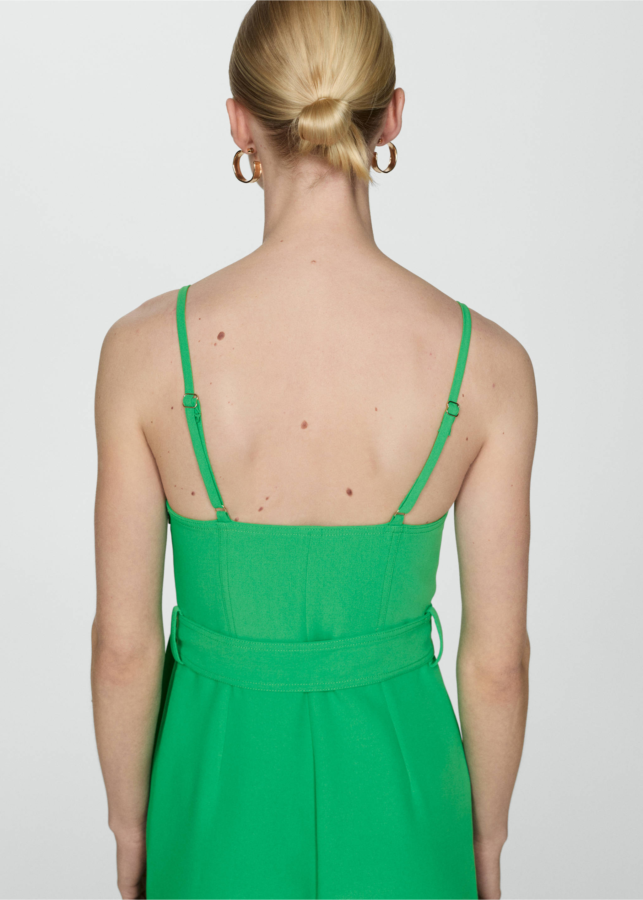 Bow long jumpsuit - Reverse of the article, Green. Ref: 67049230-00.