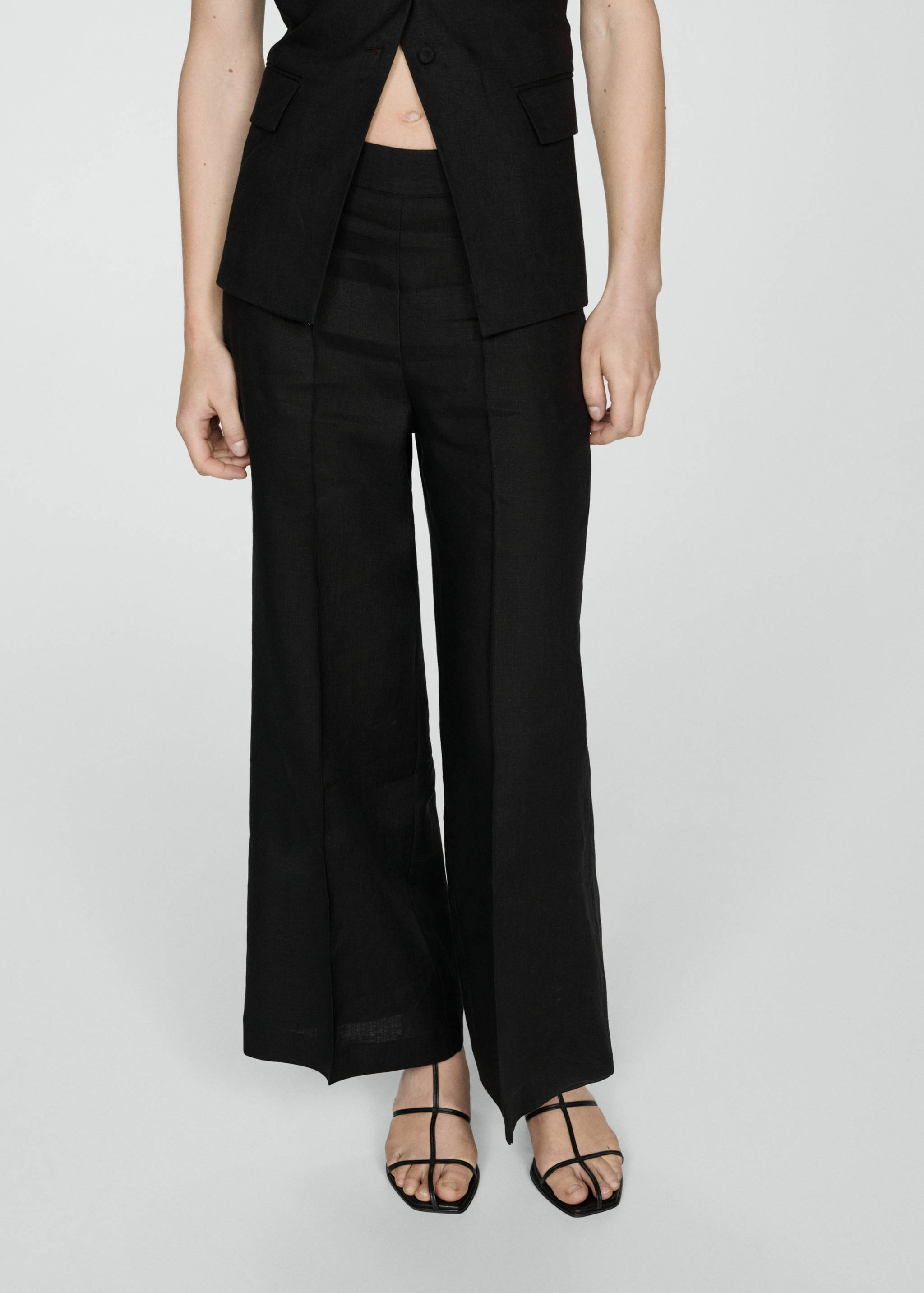 100% linen trousers with pleats - Medium plane