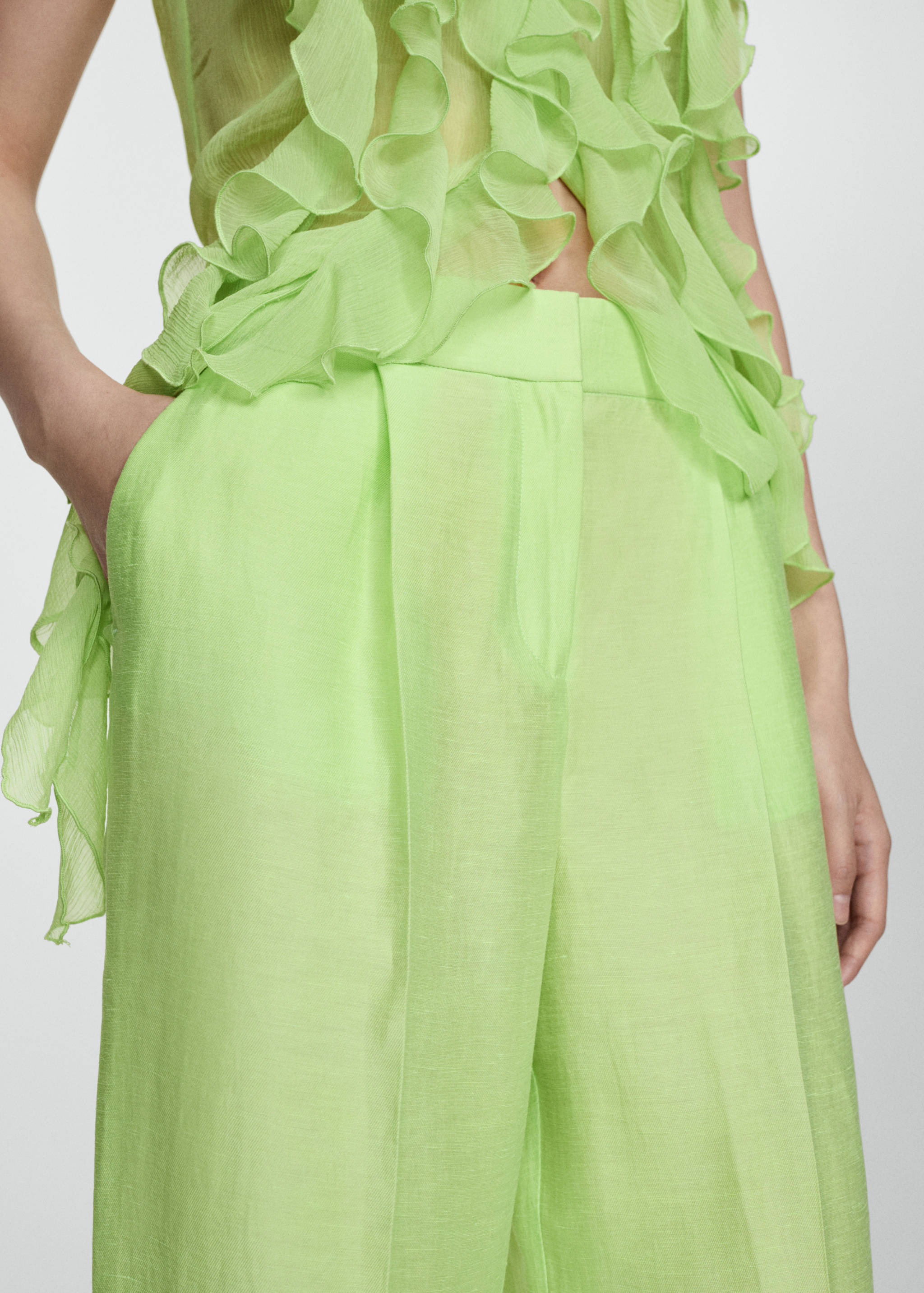 Wide leg linen trousers - Details of the article 1