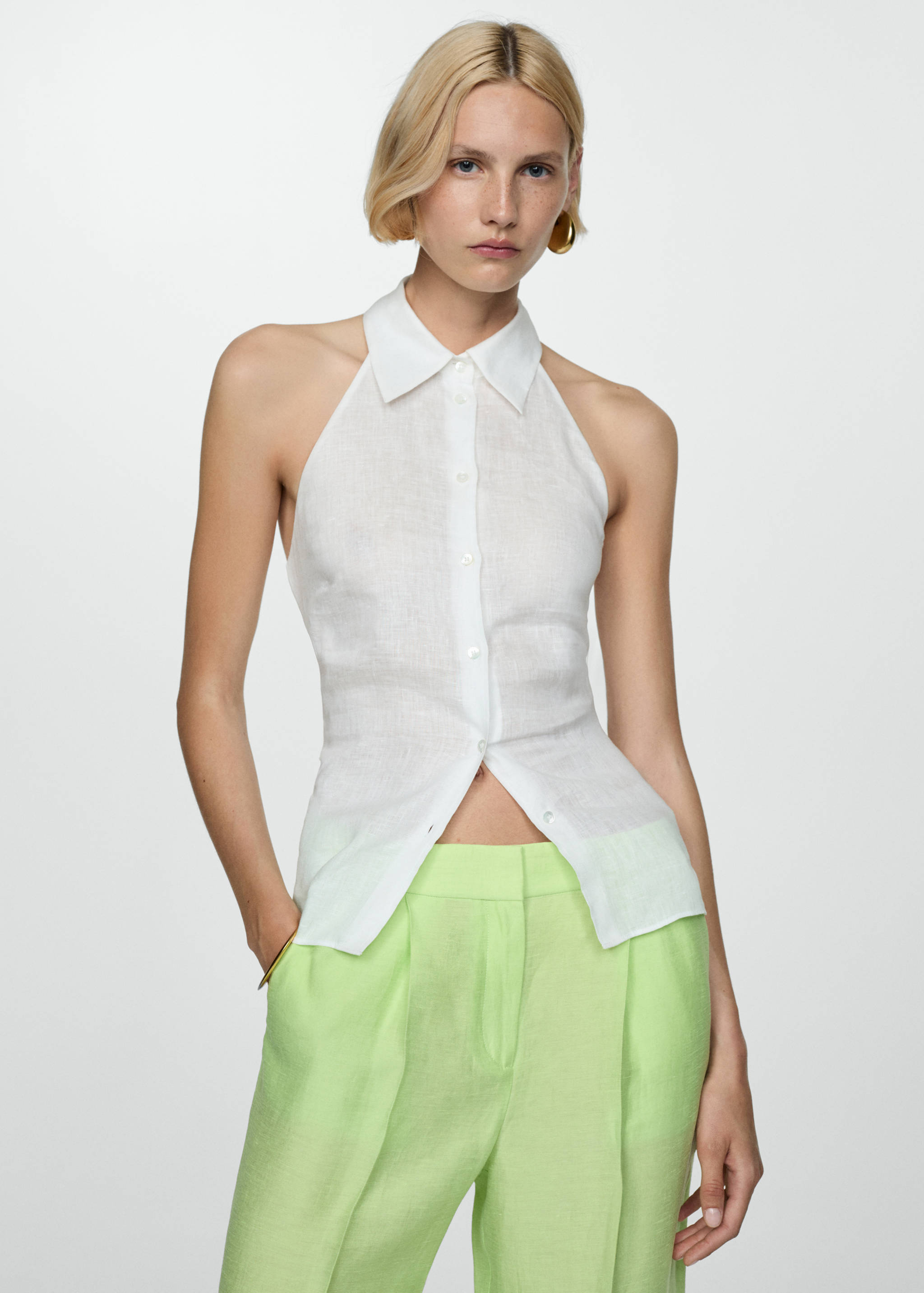 Wide leg linen trousers - Details of the article 2