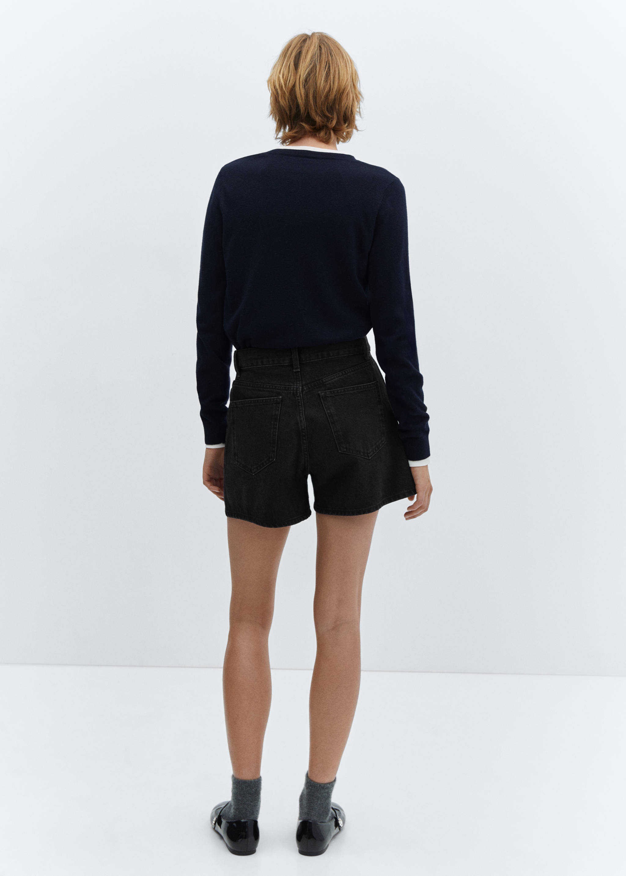 High-waist denim shorts - Achterkant van het artikel