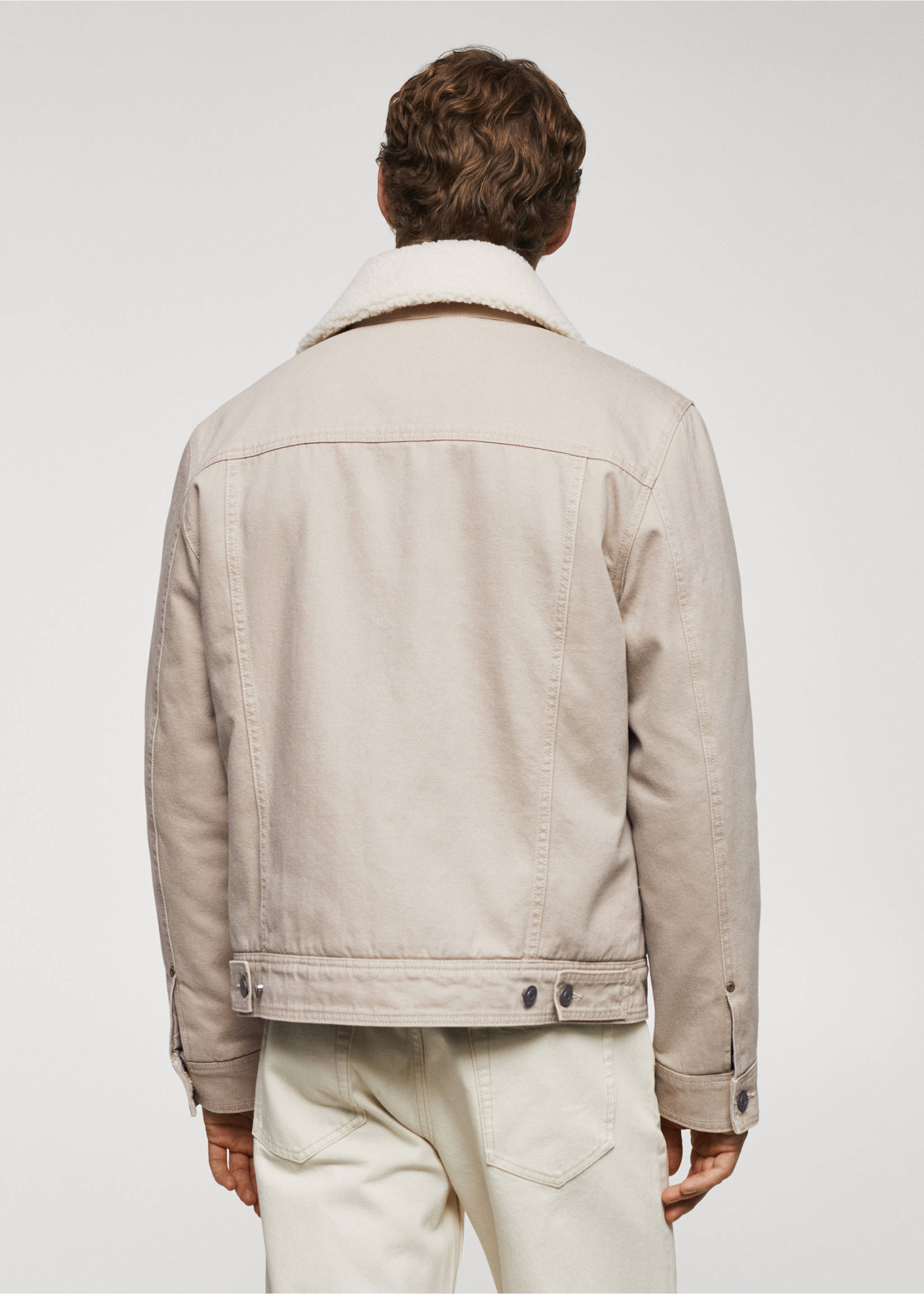 Shearling denim jacket - Reverse of the article, Beige. Ref: 67050270-00.
