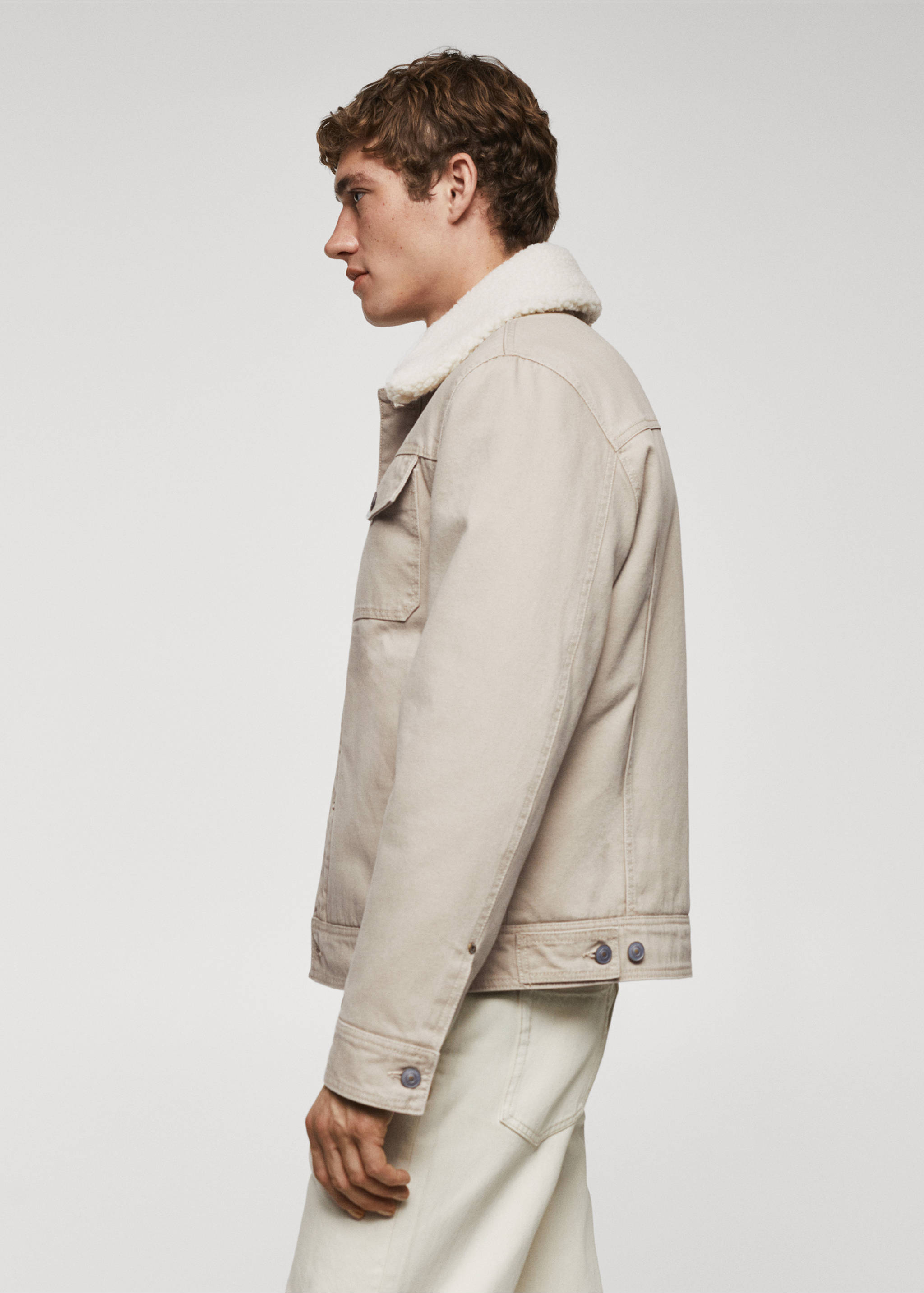 Shearling denim jacket - Details of the article 2, Beige. Ref: 67050270-00.