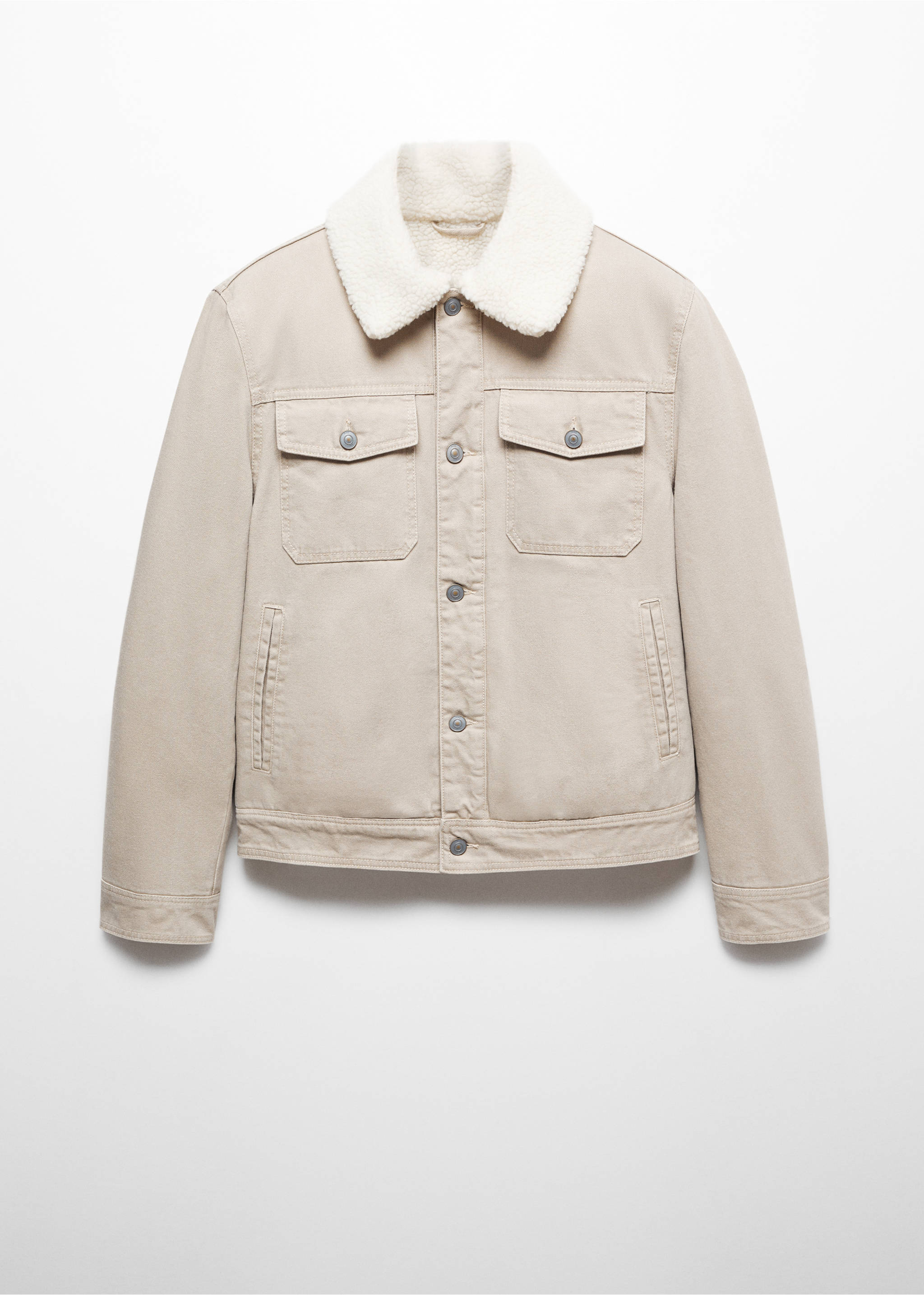 Shearling denim jacket - Article without model, Beige. Ref: 67050270-00.