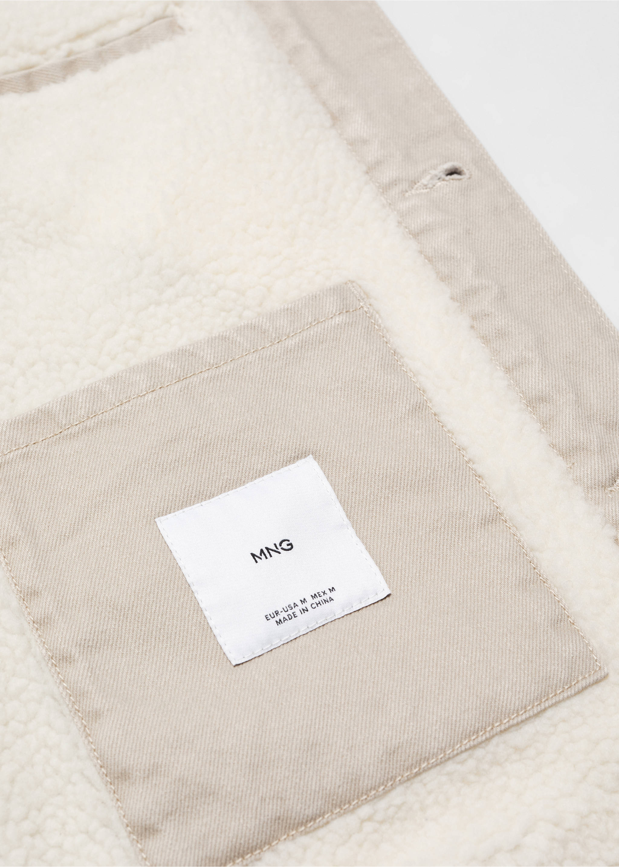 Shearling denim jacket - Details of the article 8, Beige. Ref: 67050270-00.