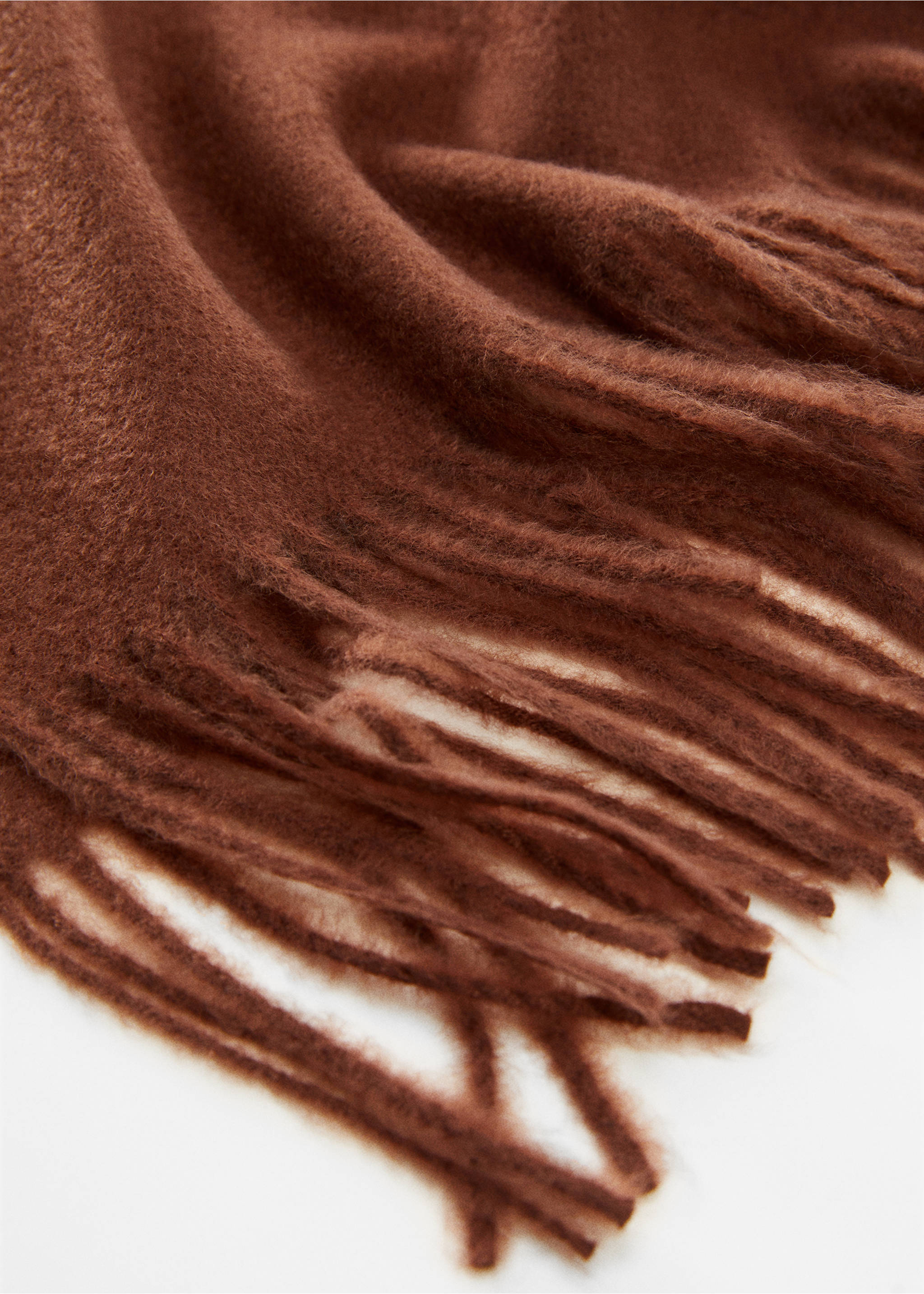Fringed edge scarf - Medium plane, Brown. Ref: 67050281-00.