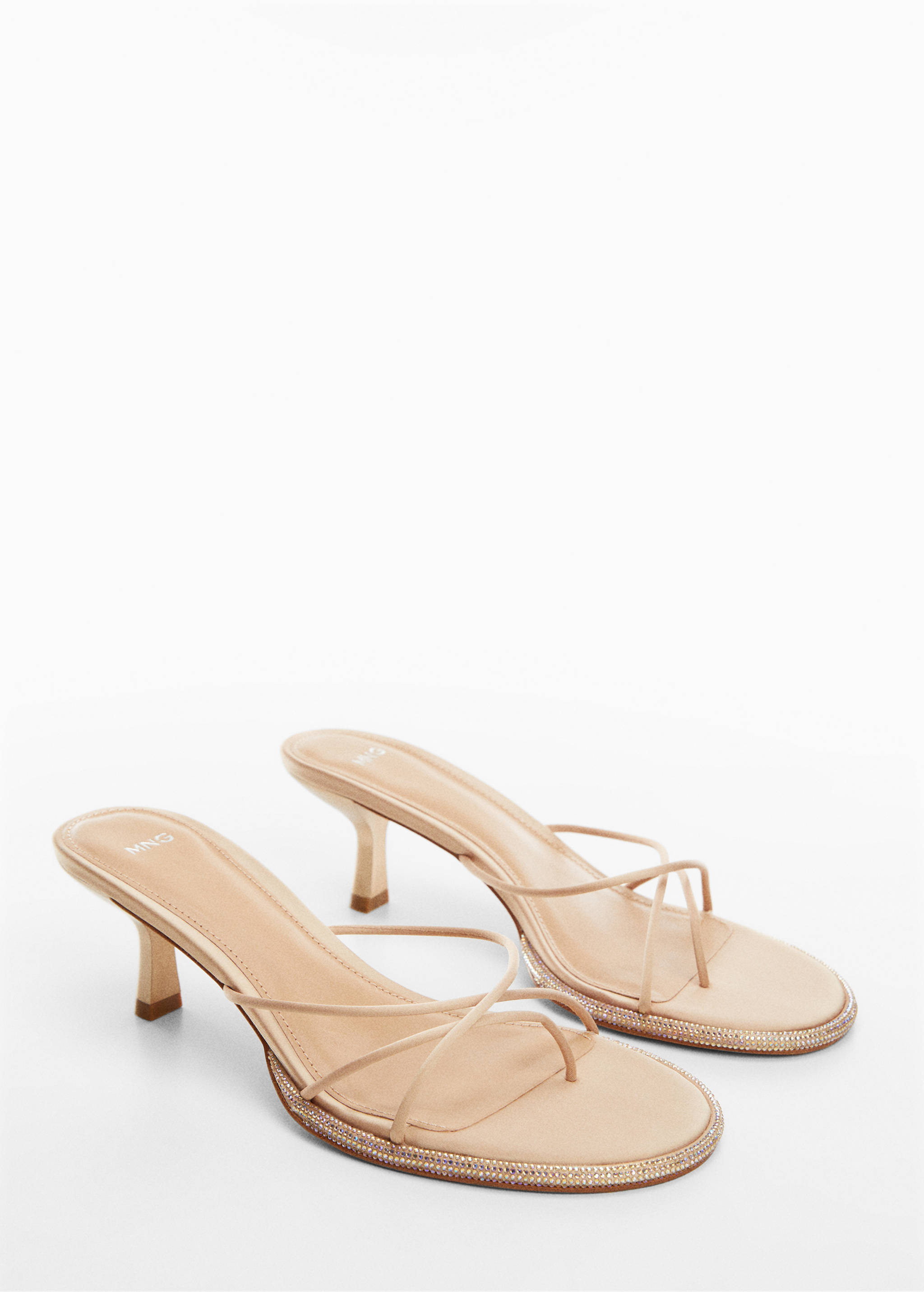 Heeled sandals with rhinestone detail - Medium plane