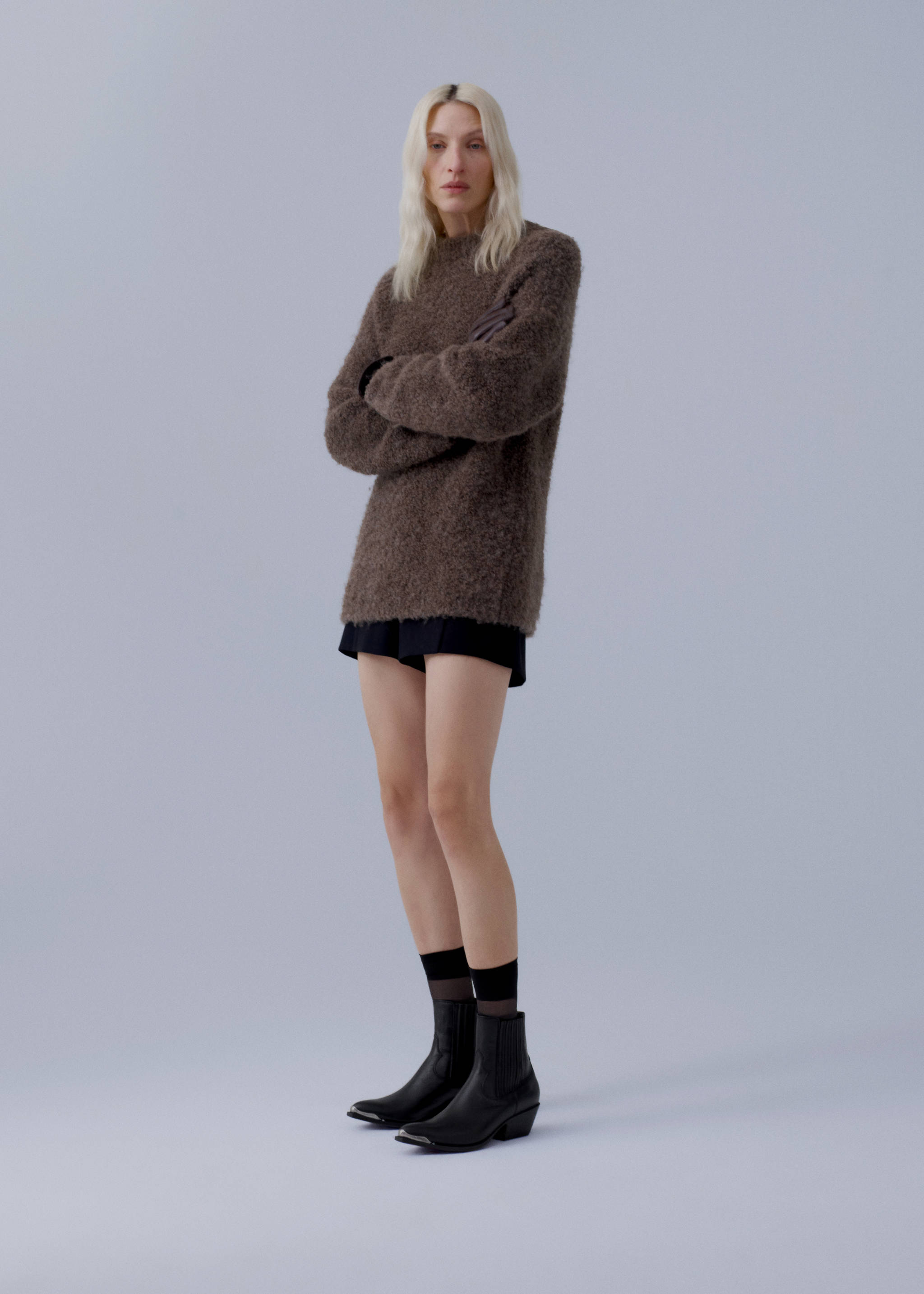 Metallic pointed toe leather ankle boots - General plane, Black. Ref: 67050288-00.