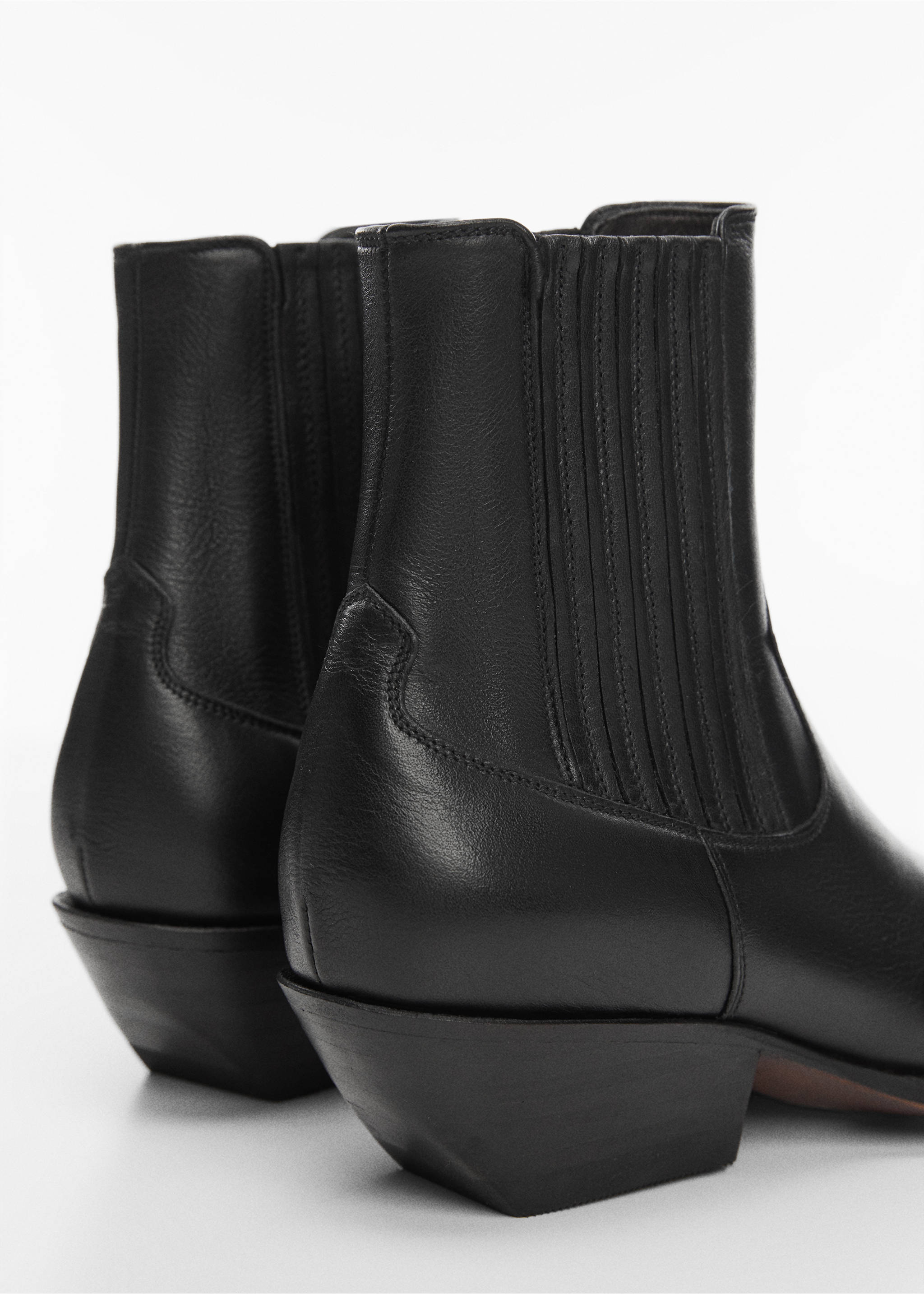Metallic pointed toe leather ankle boots - Details of the article 1, Black. Ref: 67050288-00.