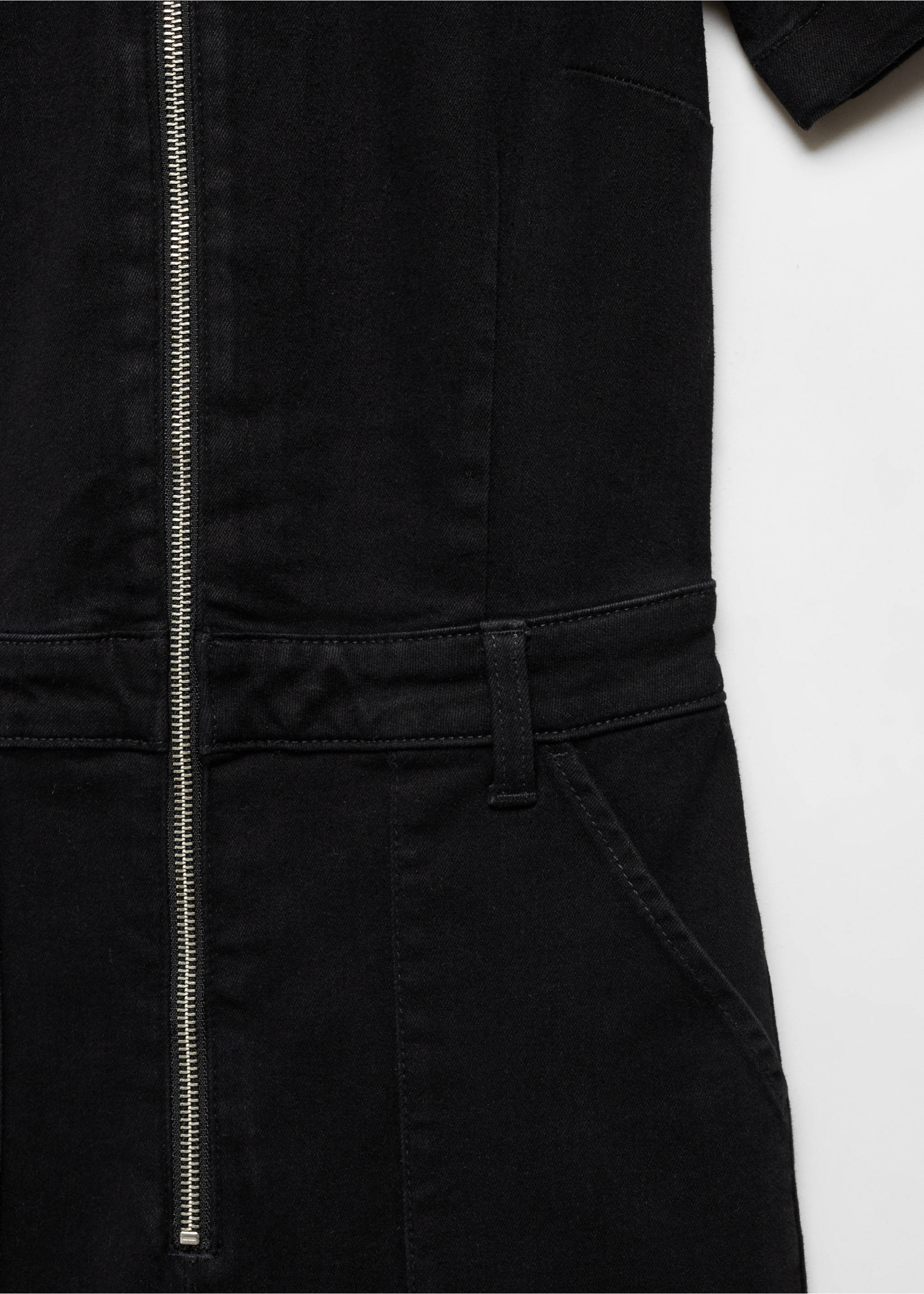 Jeans-Jumpsuit mit Reißverschluss - Detail des Artikels 8, Black denim. Ref: 67050351-00.