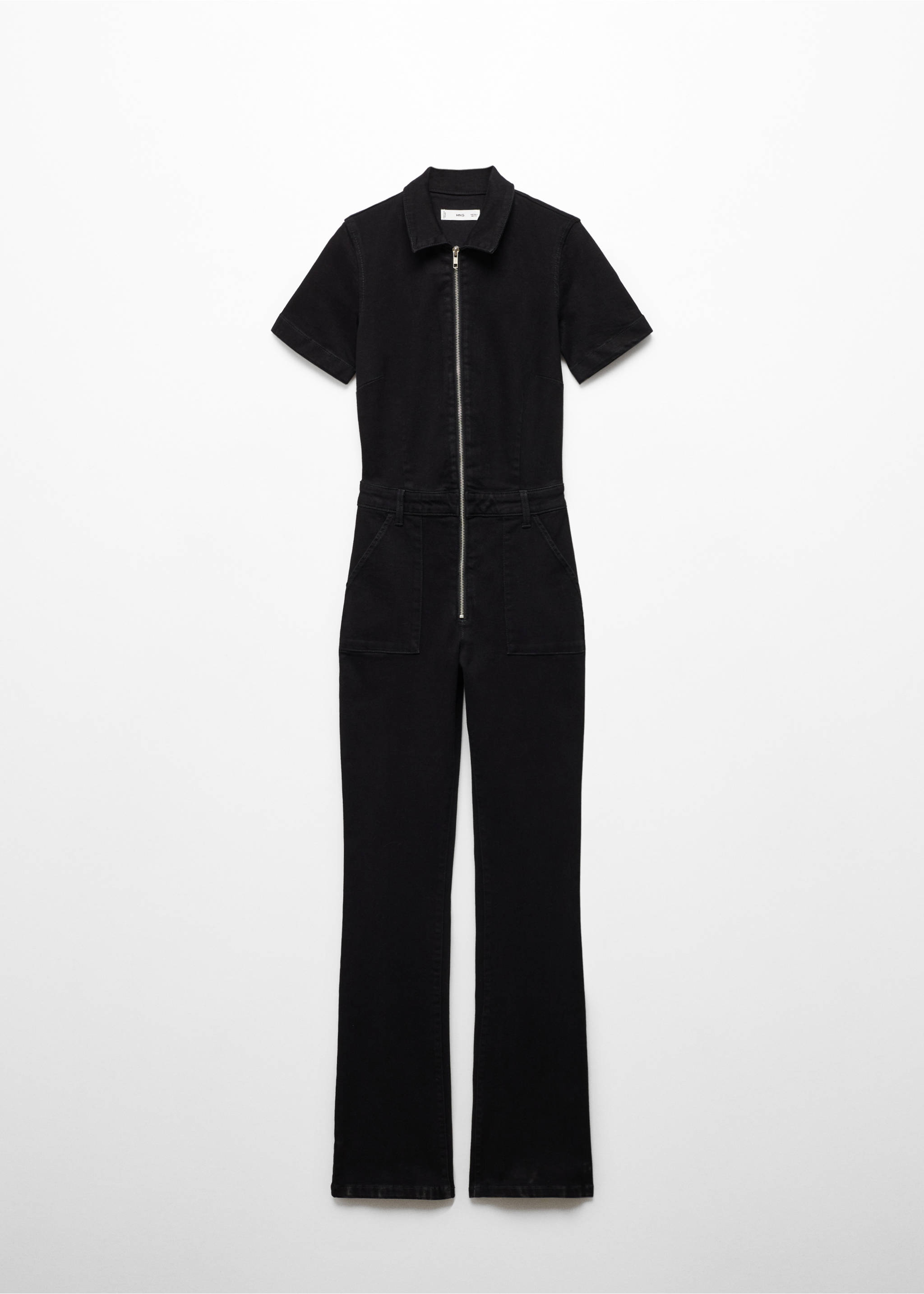 Denim zipper jumpsuit - Article without model, Black denim. Ref: 67050351-00.