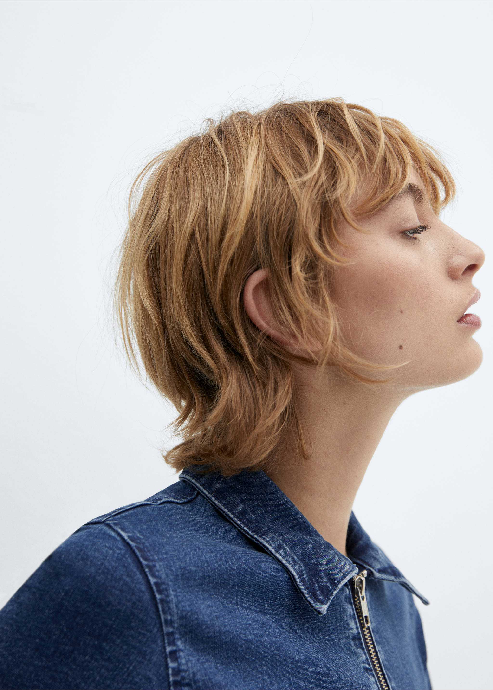 Denim zipper jumpsuit - Details of the article 4, Dark Blue. Ref: 67050352-00.