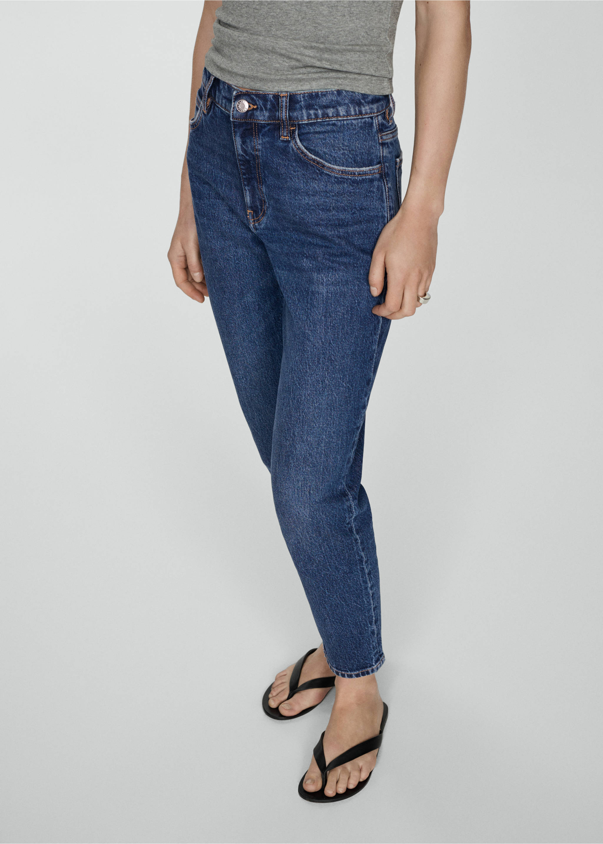 Comfort-Jeans mit hohem Bund Newmom - Mittlere Ansicht, Dunkelblau. Ref: 67050389-00.