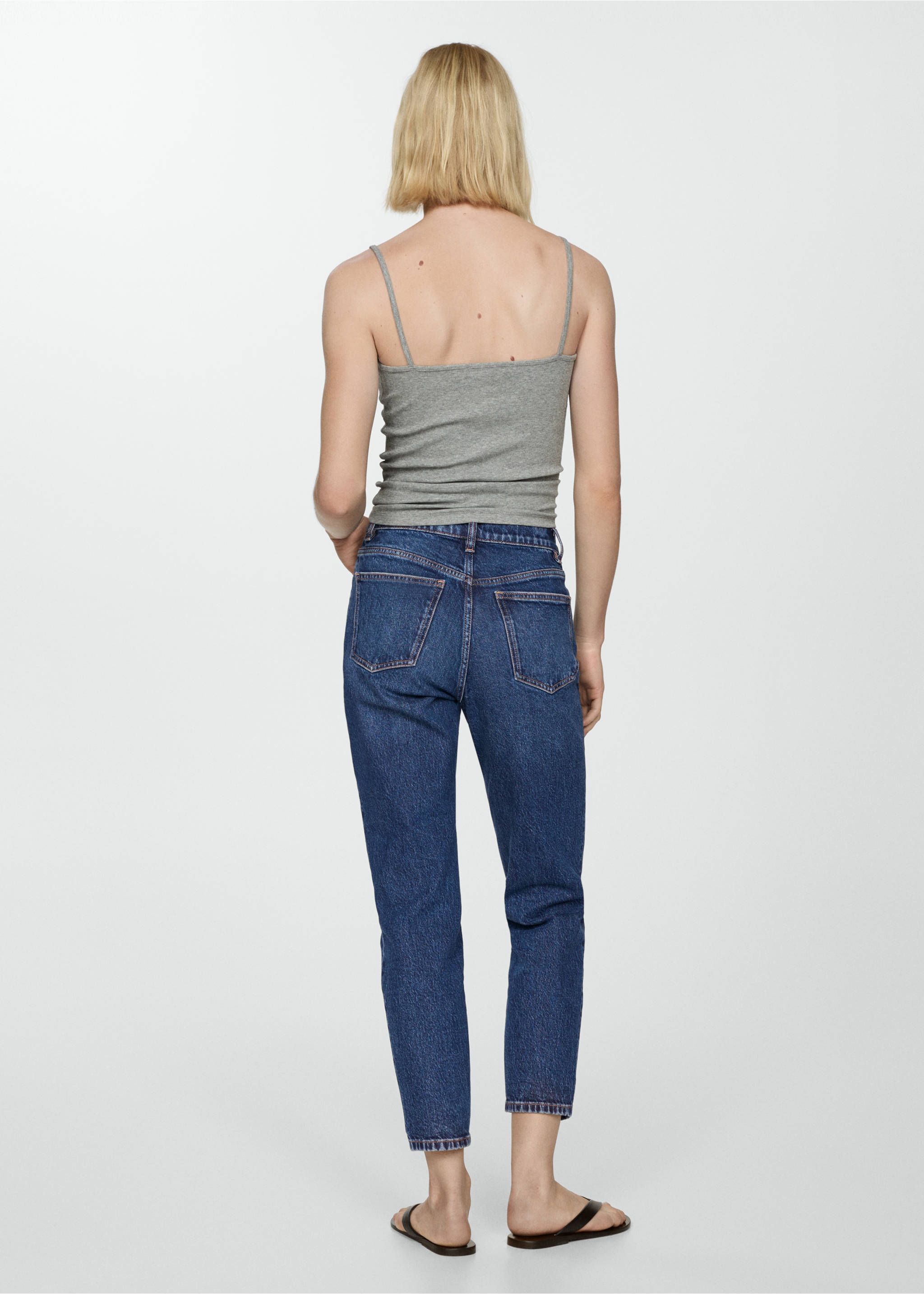 Comfort-Jeans mit hohem Bund Newmom - Rückseite des Artikels, Dunkelblau. Ref: 67050389-00.