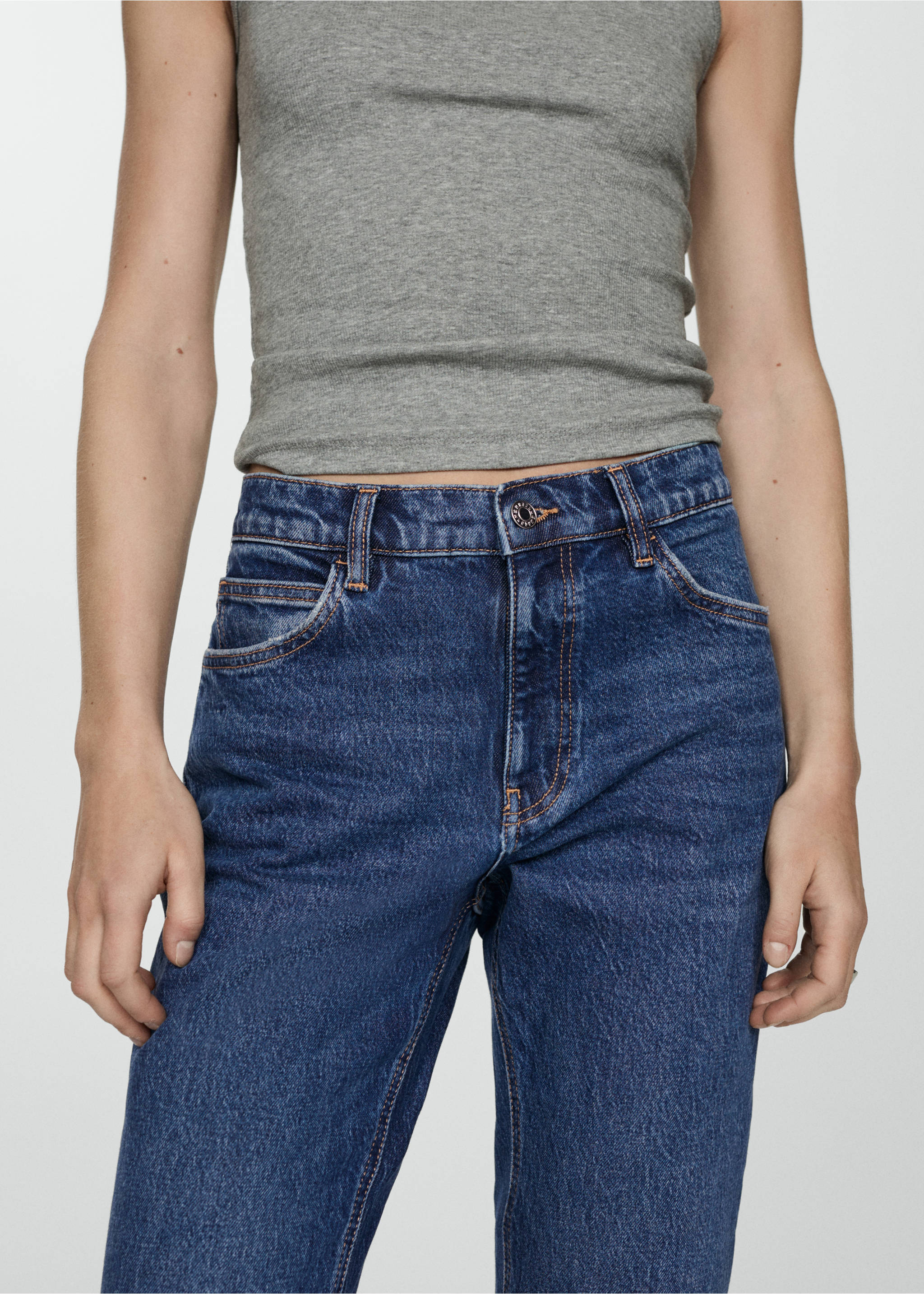 Comfort-Jeans mit hohem Bund Newmom - Detail des Artikels 2, Dunkelblau. Ref: 67050389-00.