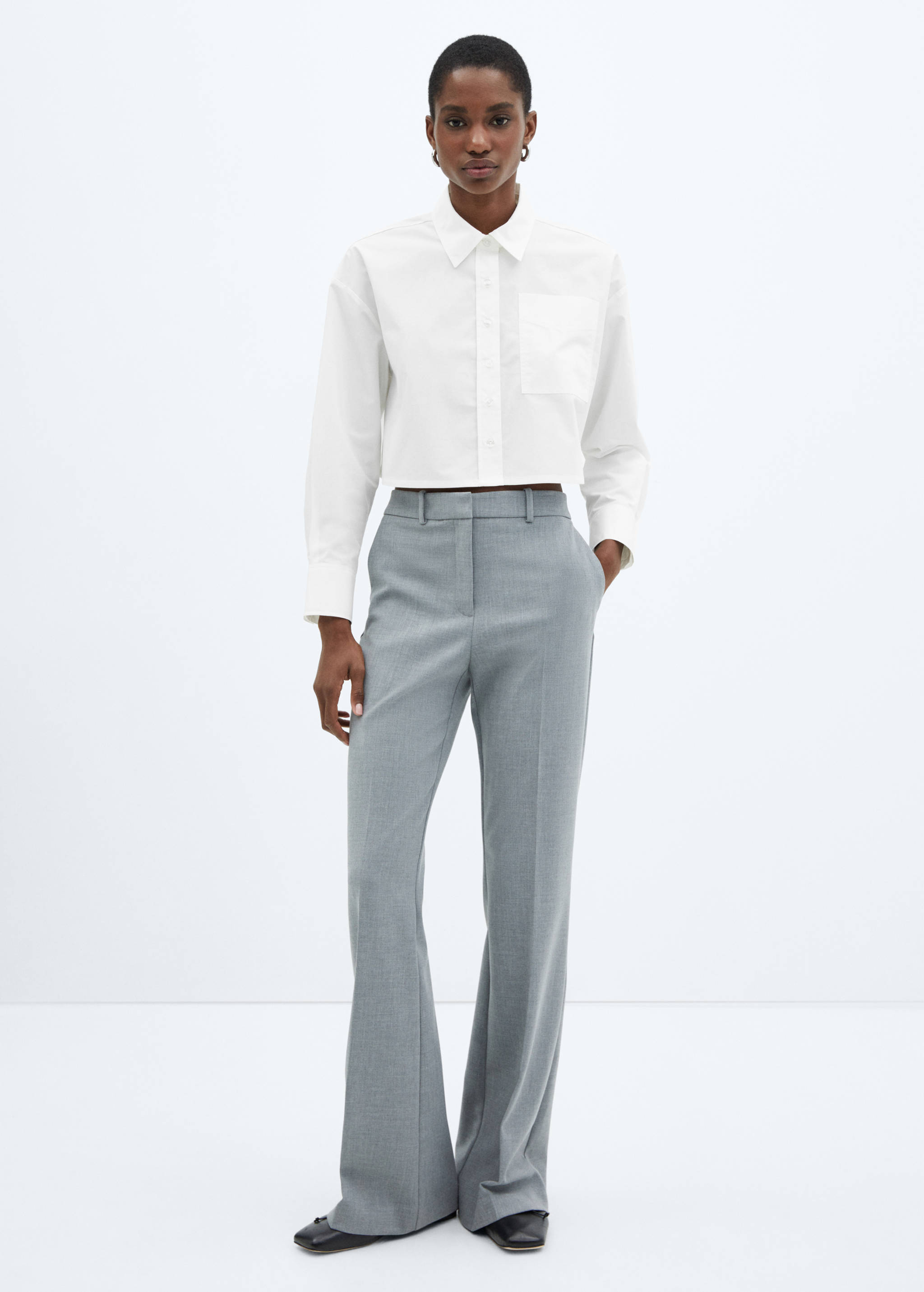 Crop-Hemd aus 100 % Baumwolle - Allgemeine Ansicht