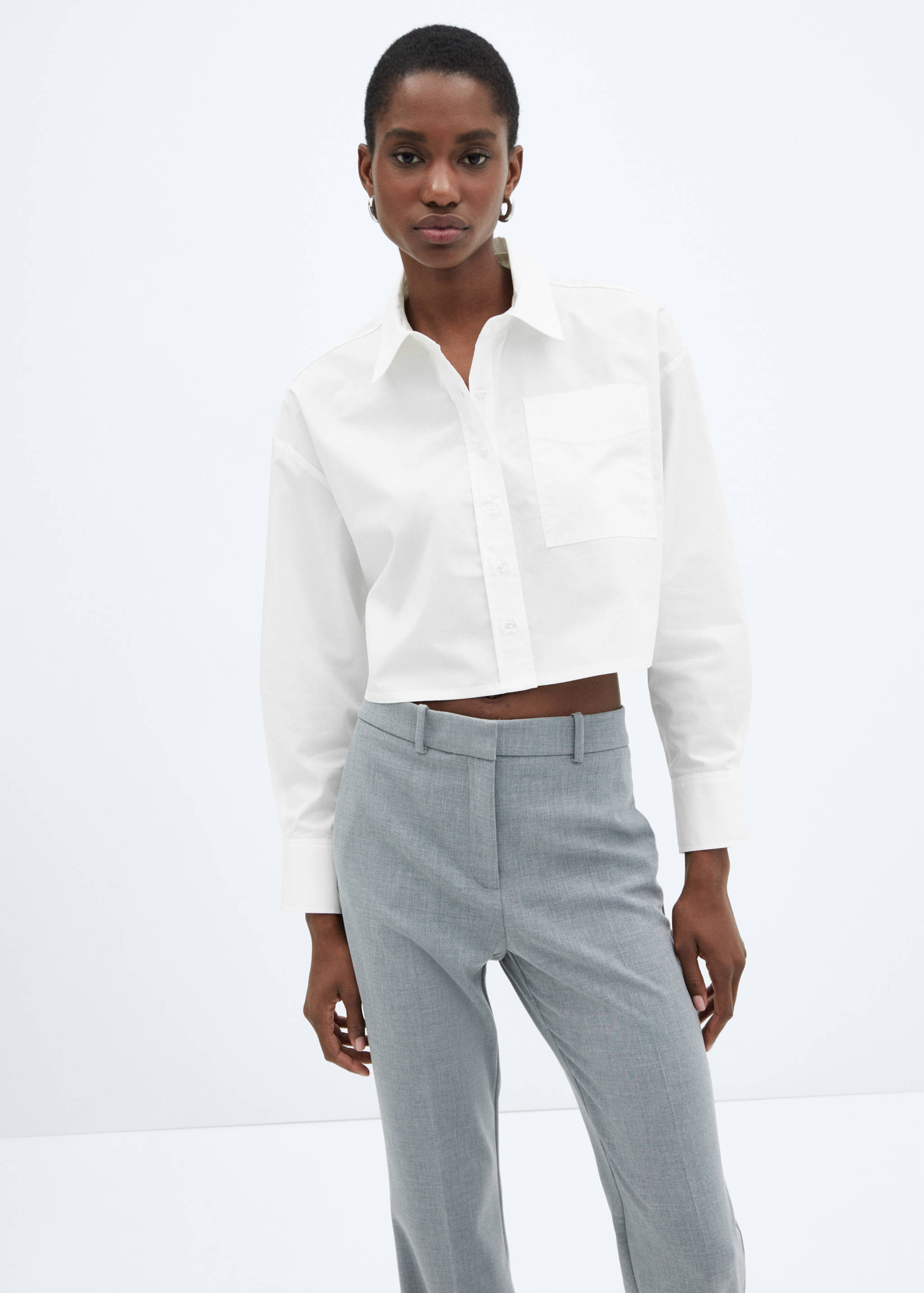 Crop-Hemd aus 100 % Baumwolle - Mittlere Ansicht