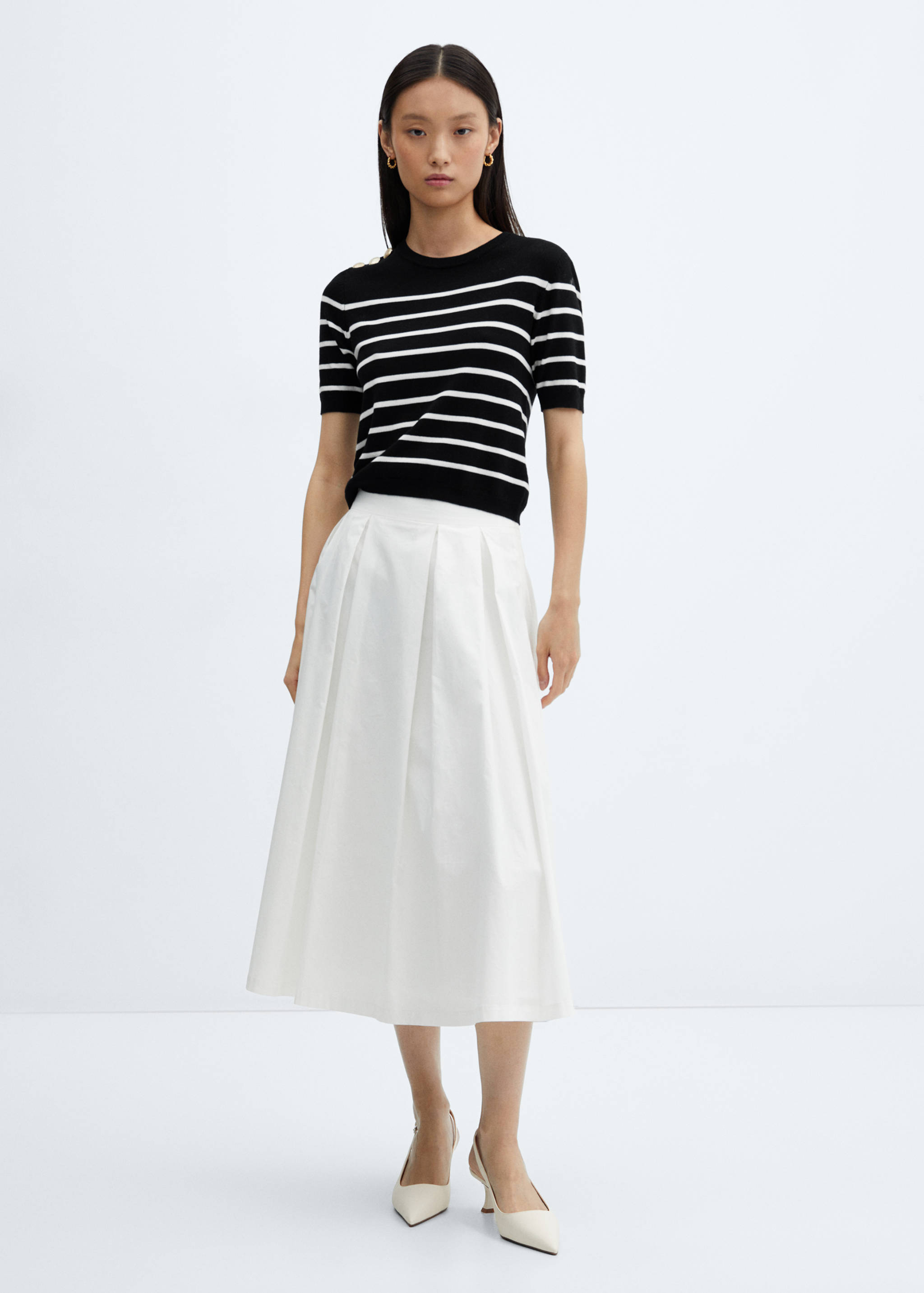 Gestreifter Pullover mit Knöpfen - Allgemeine Ansicht