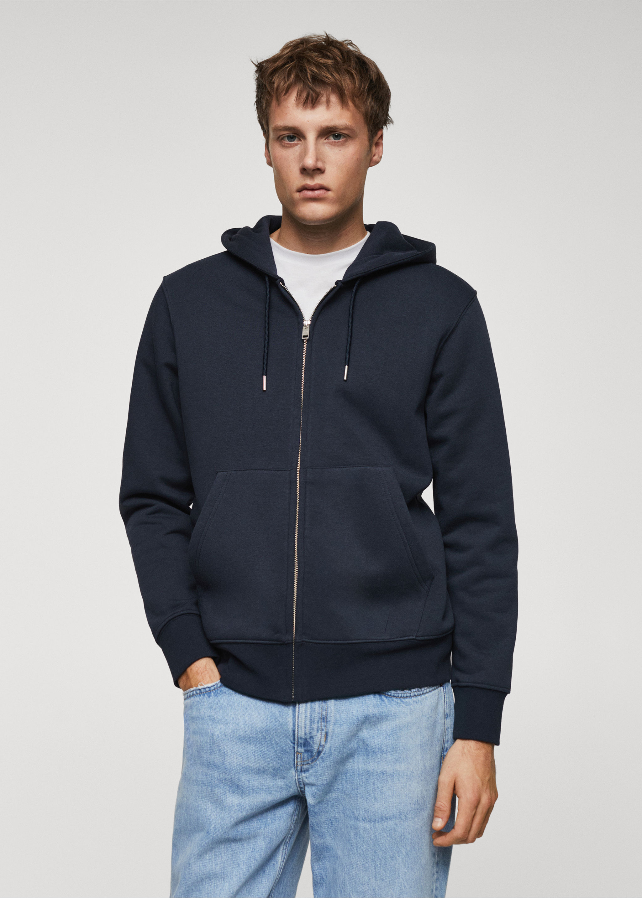 Baumwoll-Sweatshirt mit Zip-Kapuze - Mittlere Ansicht