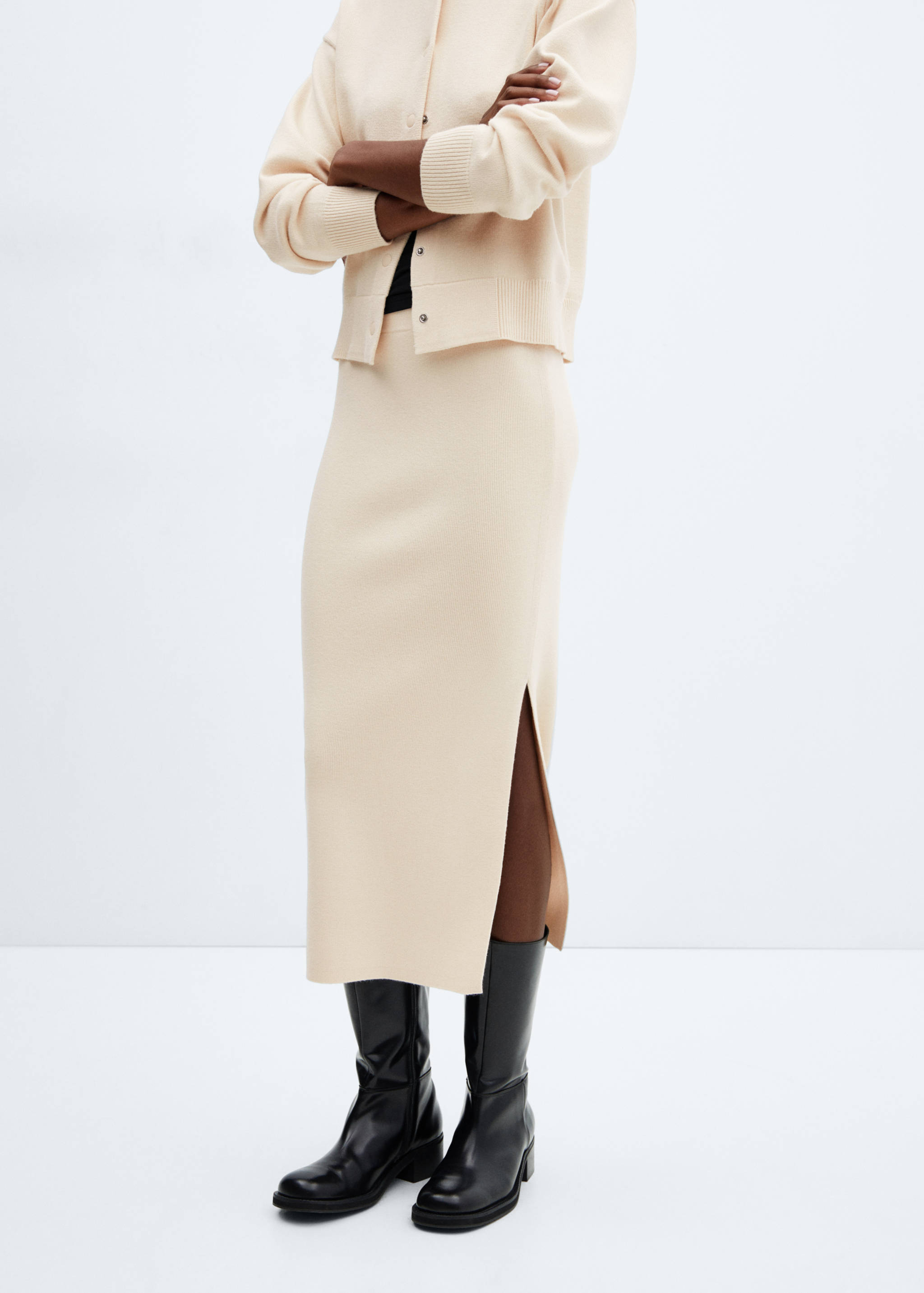 Slit knitted skirt - Medium plane