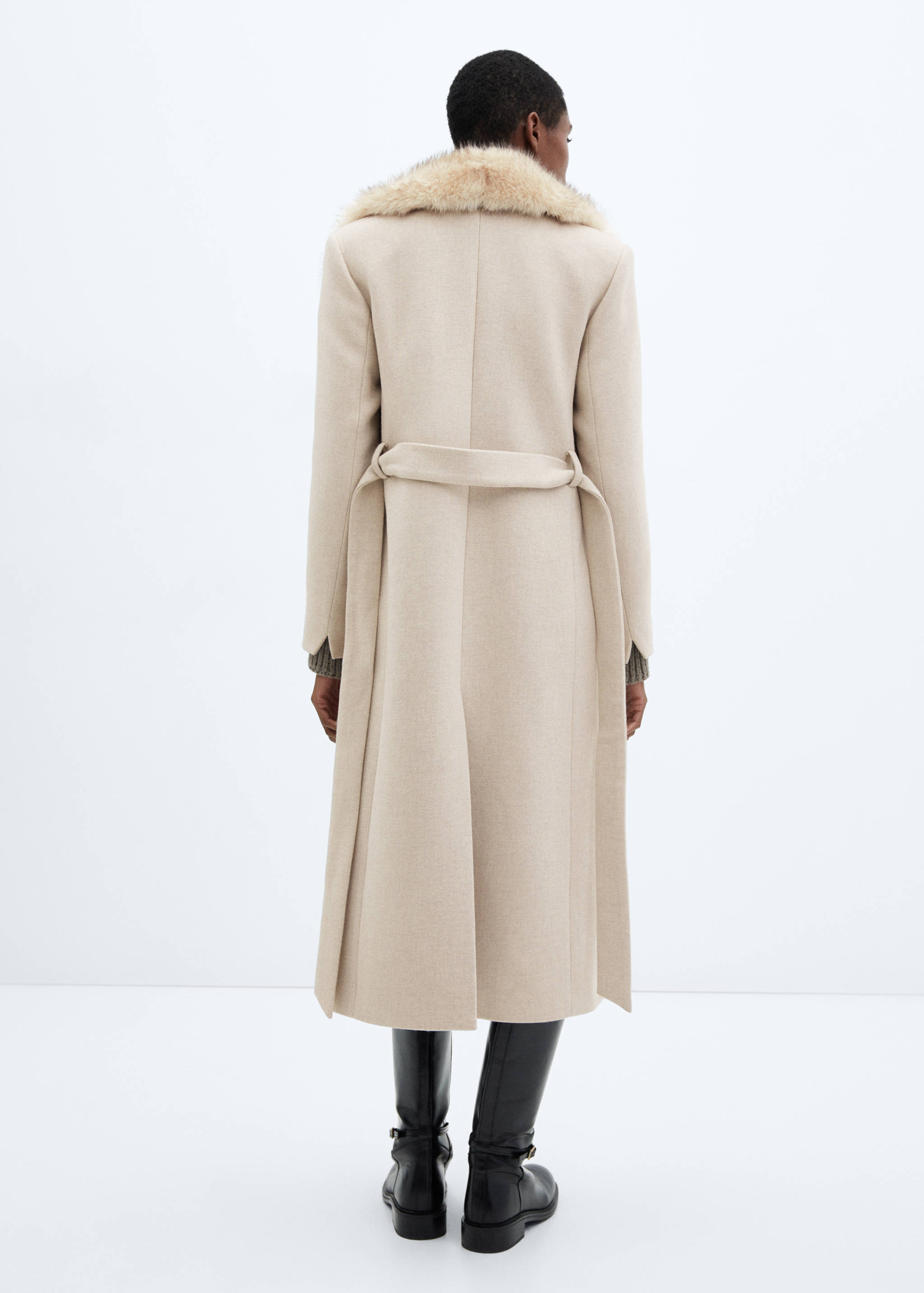 Manteco wool coat with detachable faux fur collar - Reverse of the article