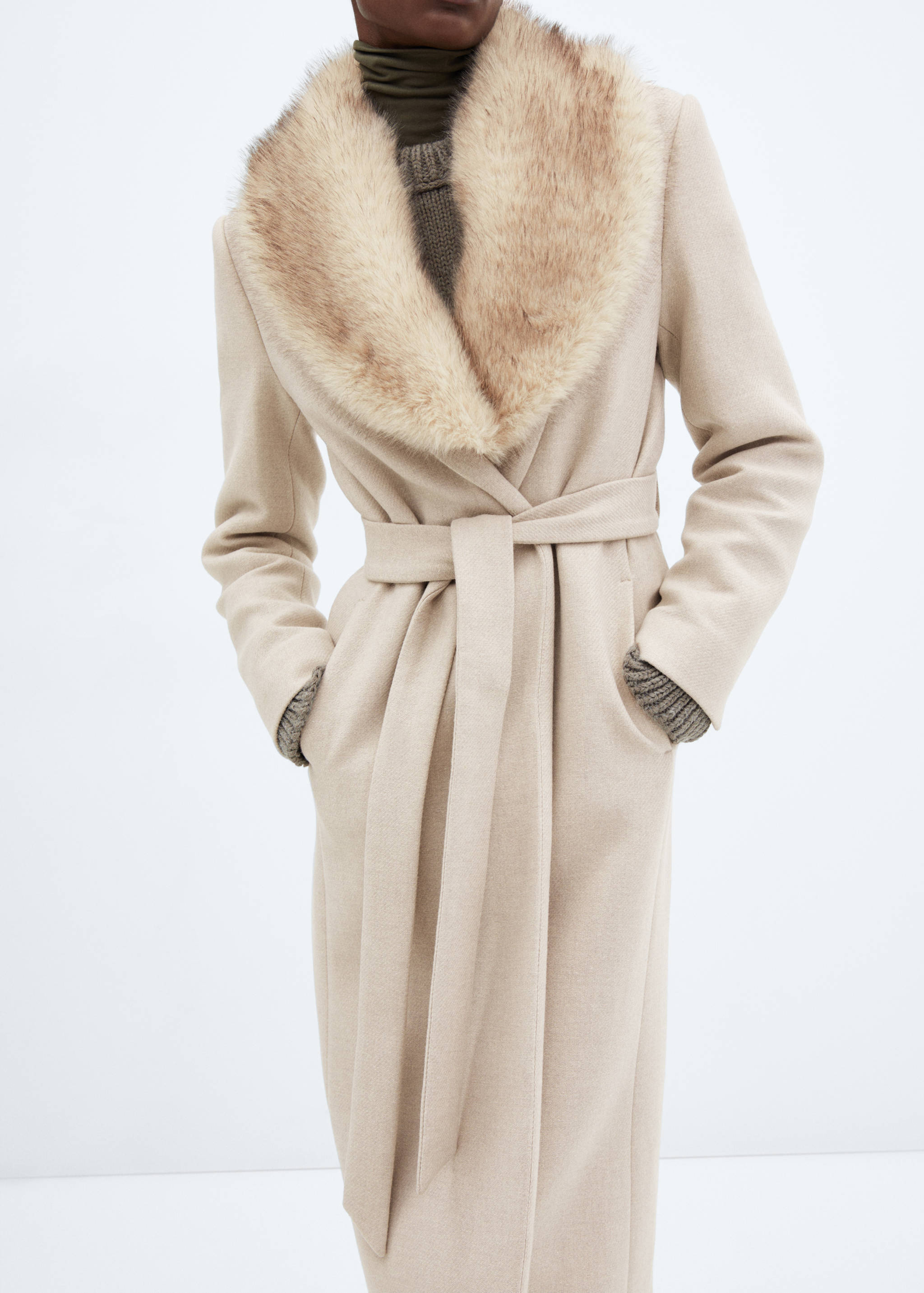 Manteco wool coat with detachable faux fur collar - Details of the article 6