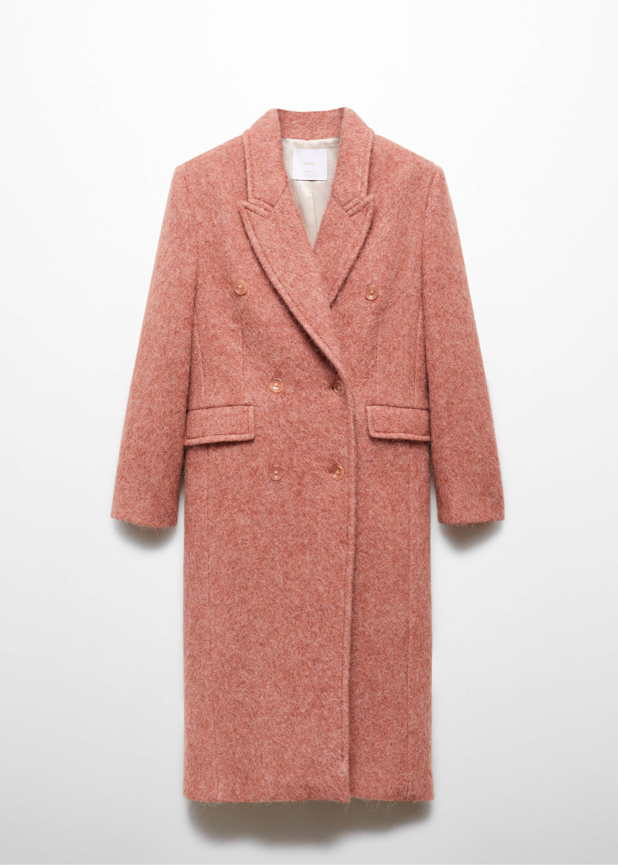 Vlněný kabát s dvouřadým zapínáním - Zboží bez modelu, Růžová. Ref: 67050477-00.