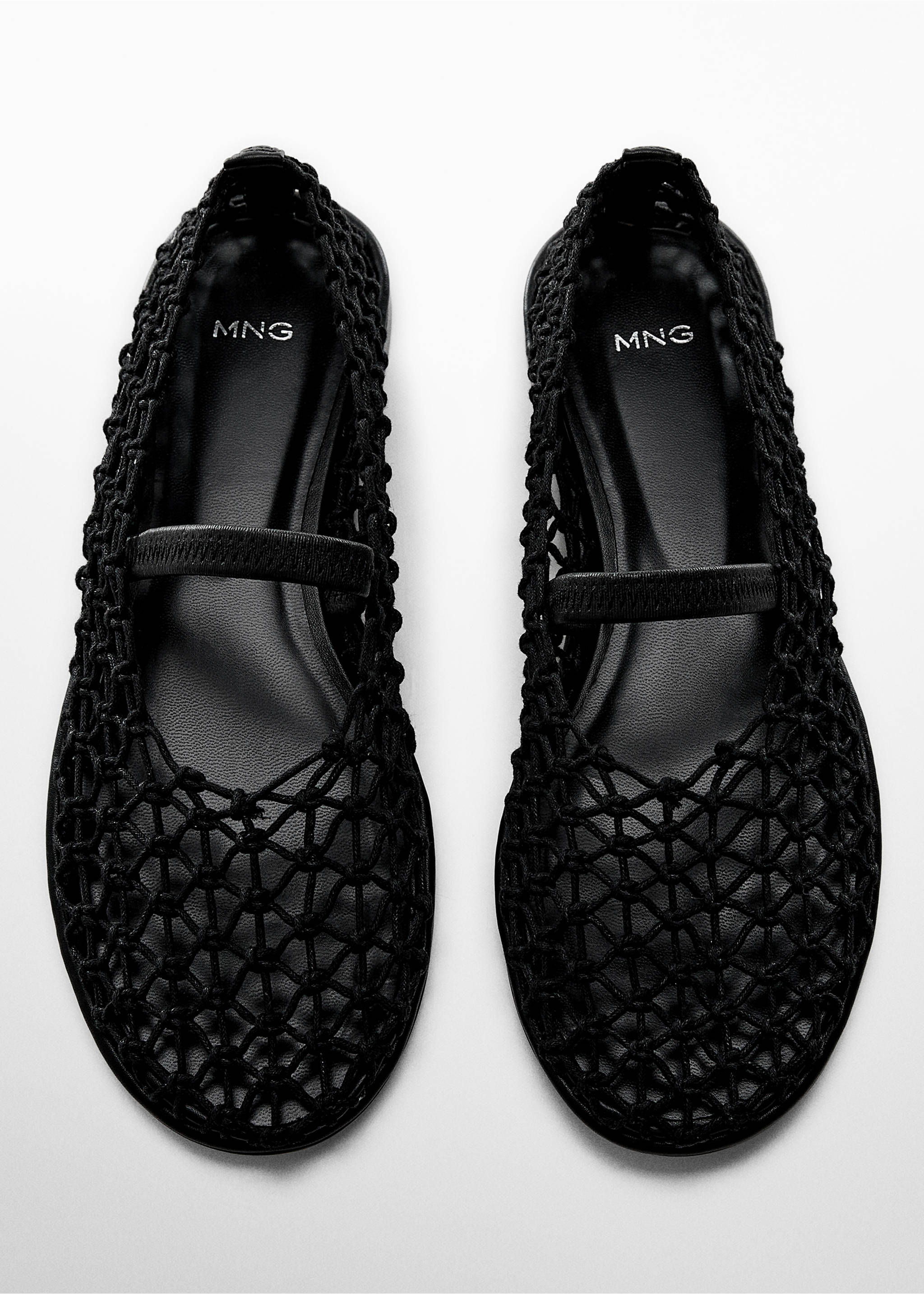 Ballet flats with mesh strap - Details of the article 5, Black. Ref: 67050486-00.