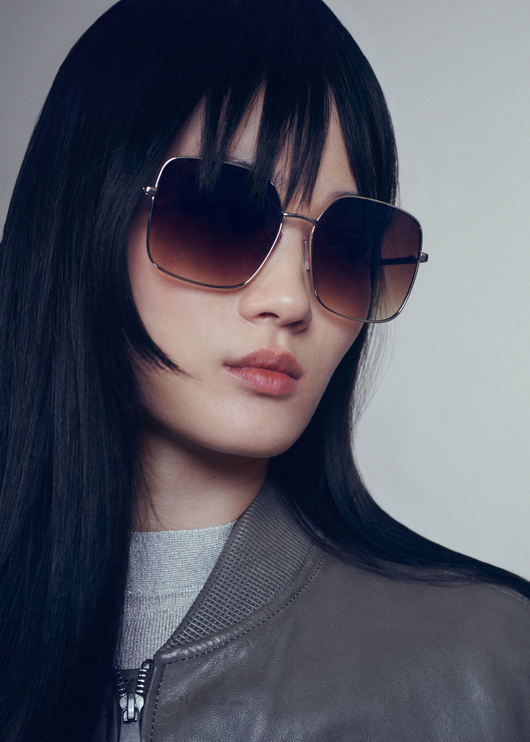 Square metallic frame sunglasses - General plane