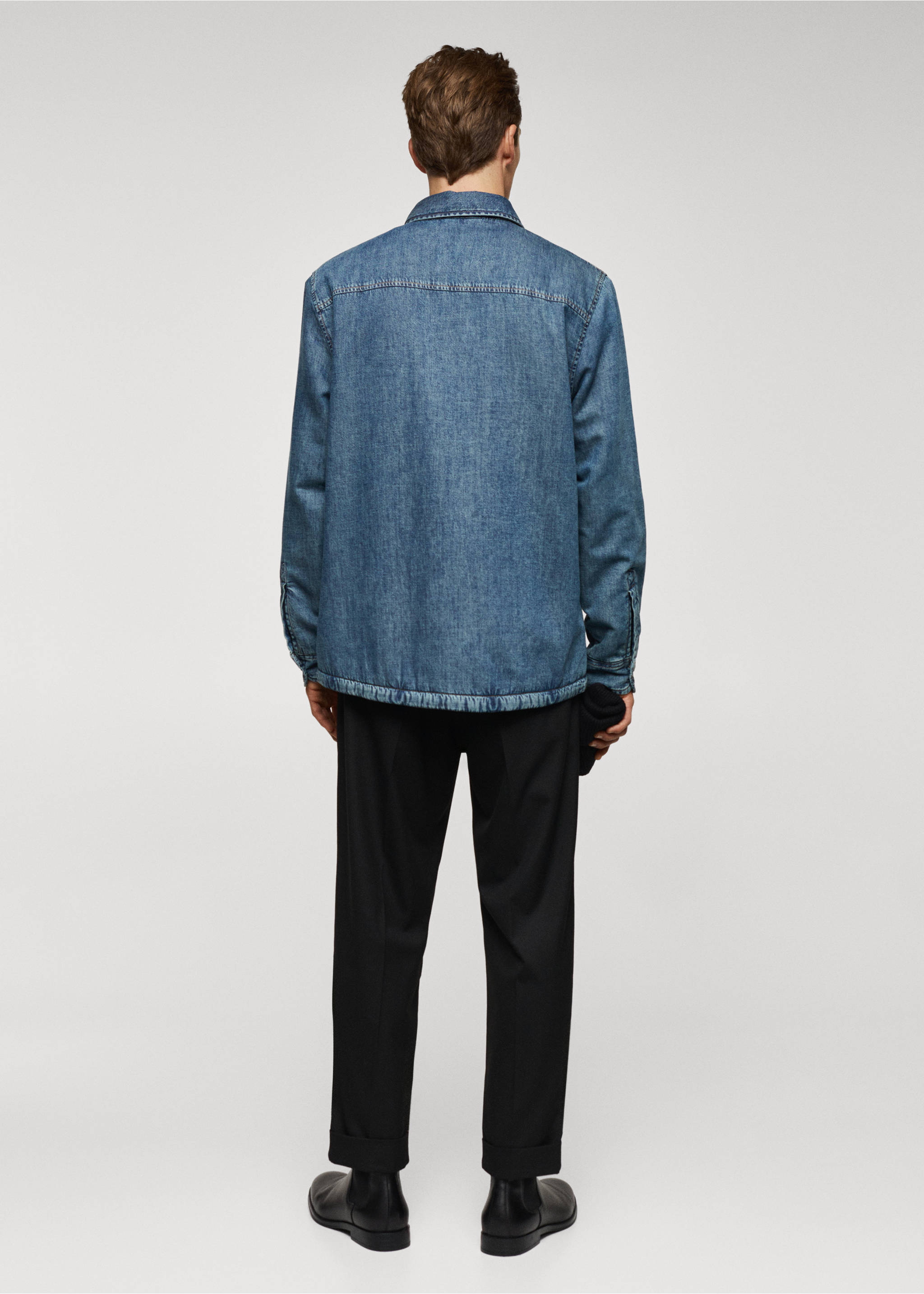 Quilted denim overshirt - Reverse of the article, Medium Vintage Blue. Ref: 67050621-00.