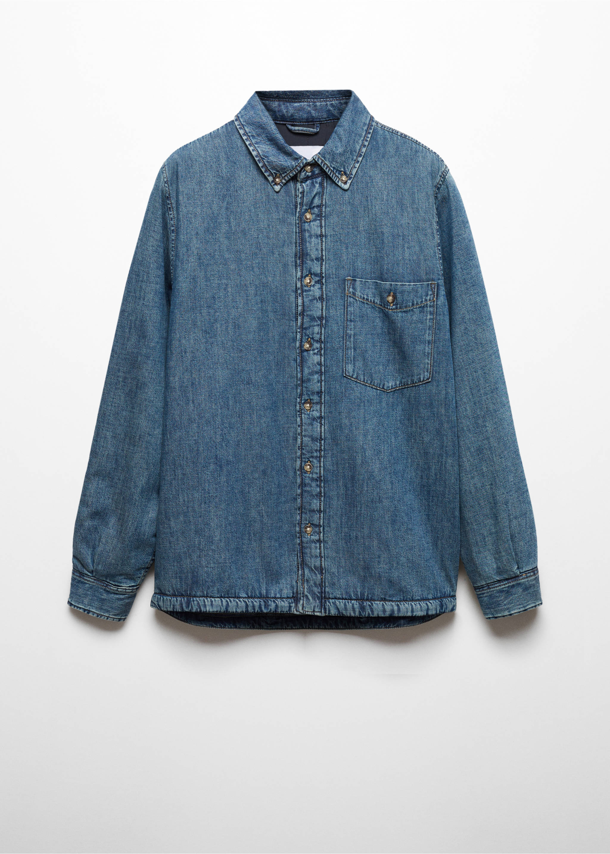 Quilted denim overshirt - Article without model, Medium Vintage Blue. Ref: 67050621-00.