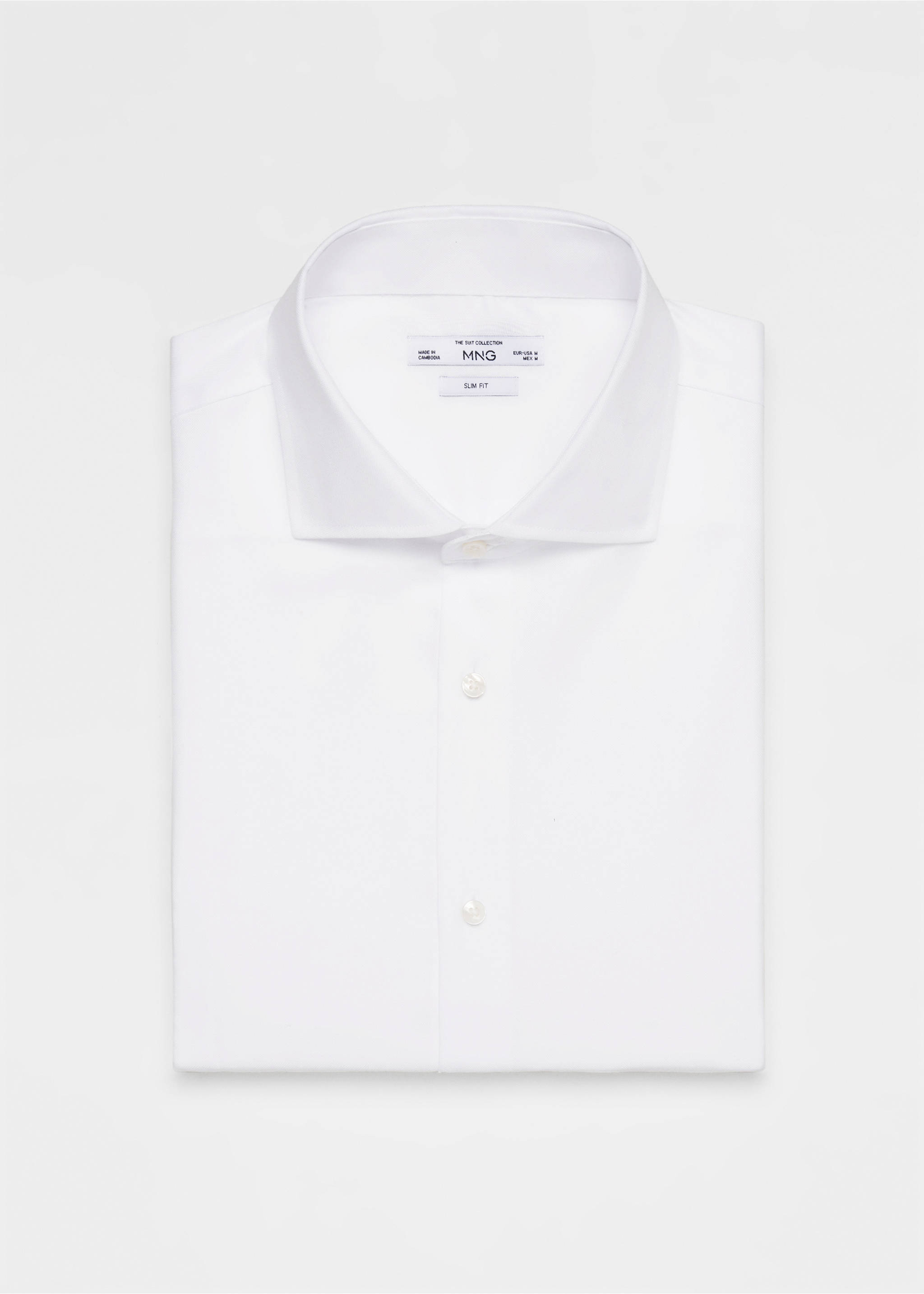 Strukturiertes Slim Fit-Oberhemd aus Baumwolle - Detail des Artikels 8, Weiß. Ref: 67050624-00.