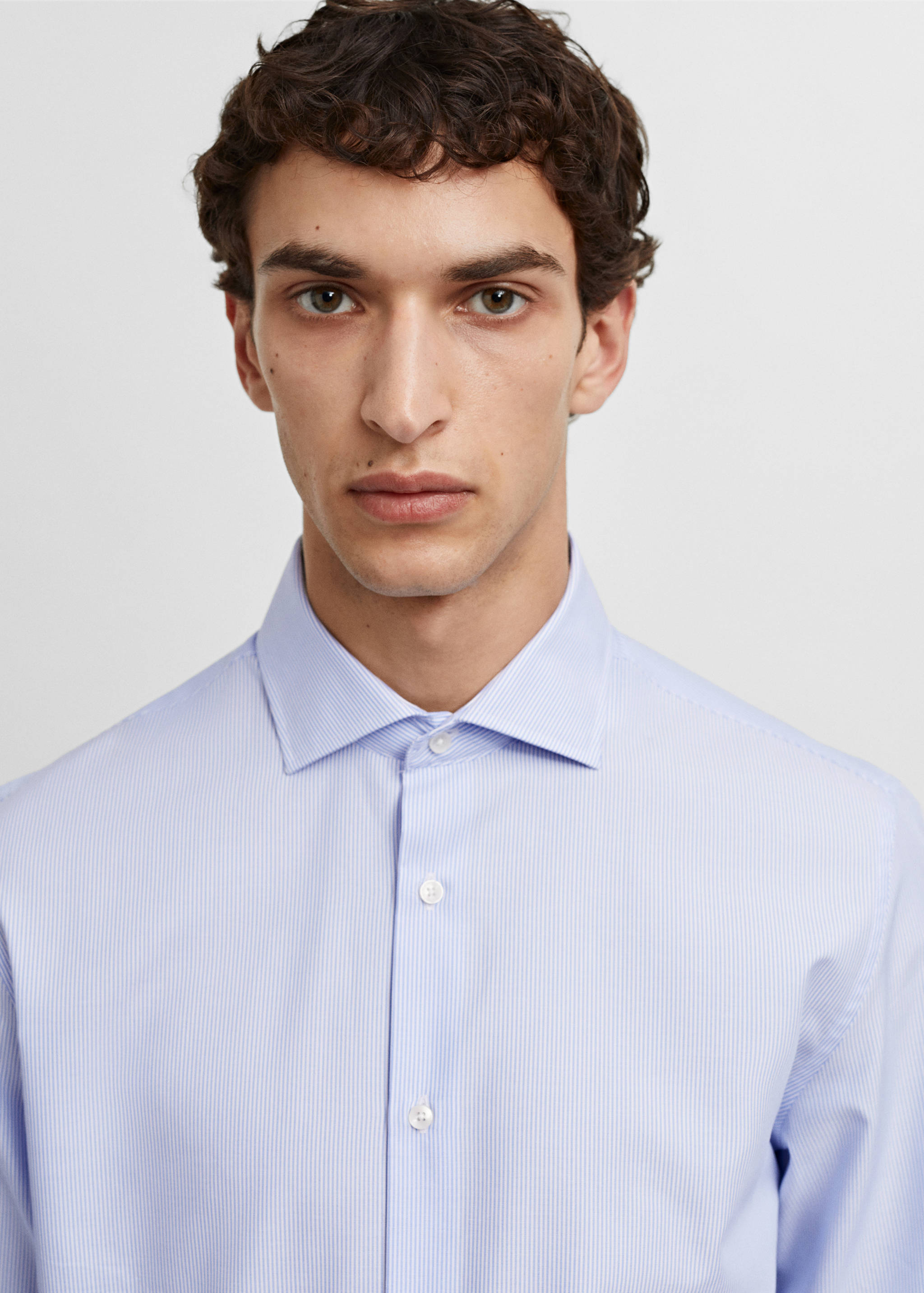 Slim-fit twill pinstripe suit shirt - Details of the article 1