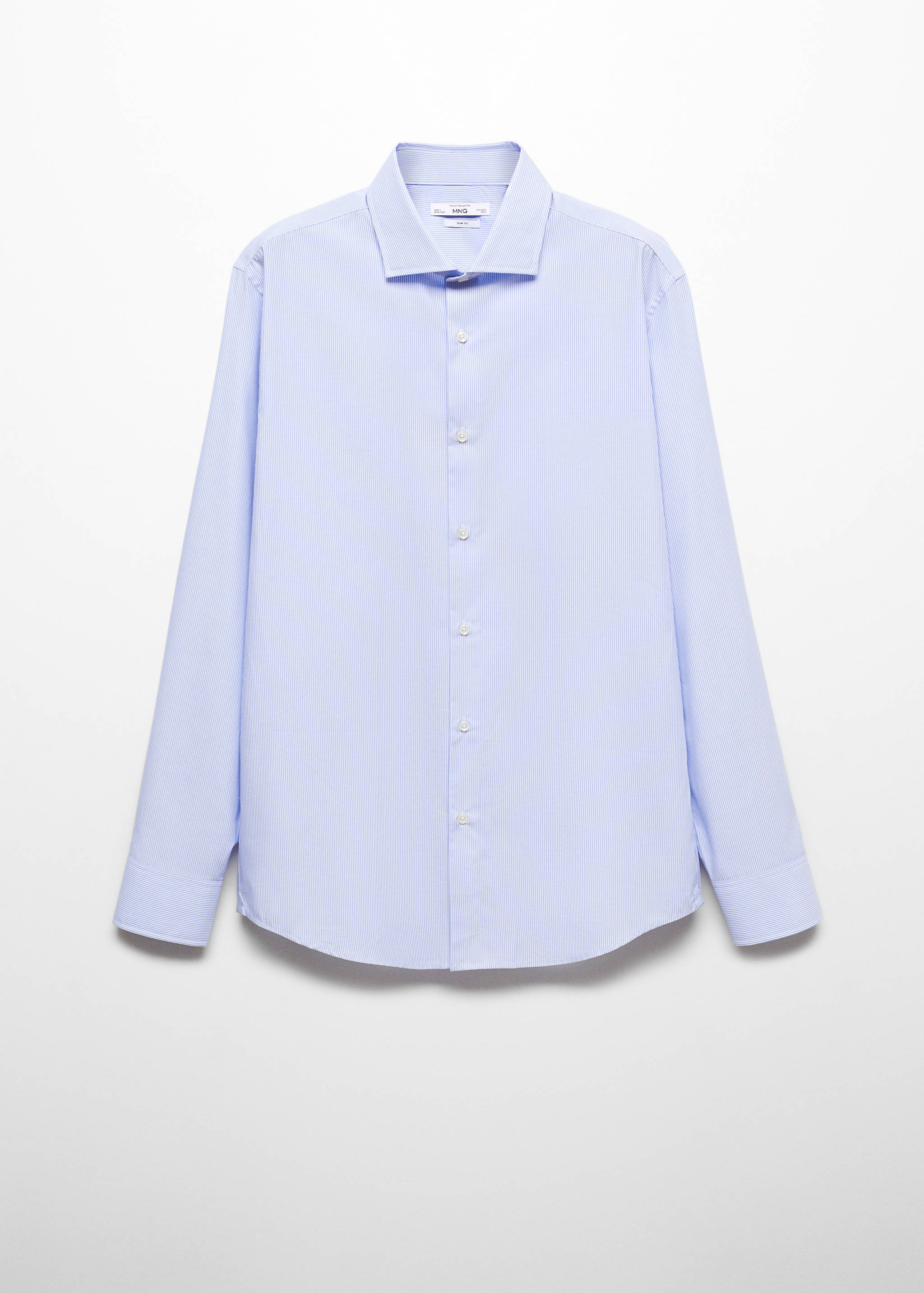 Smalrandig kostymskjorta slim fit twill - Artikel utan modell