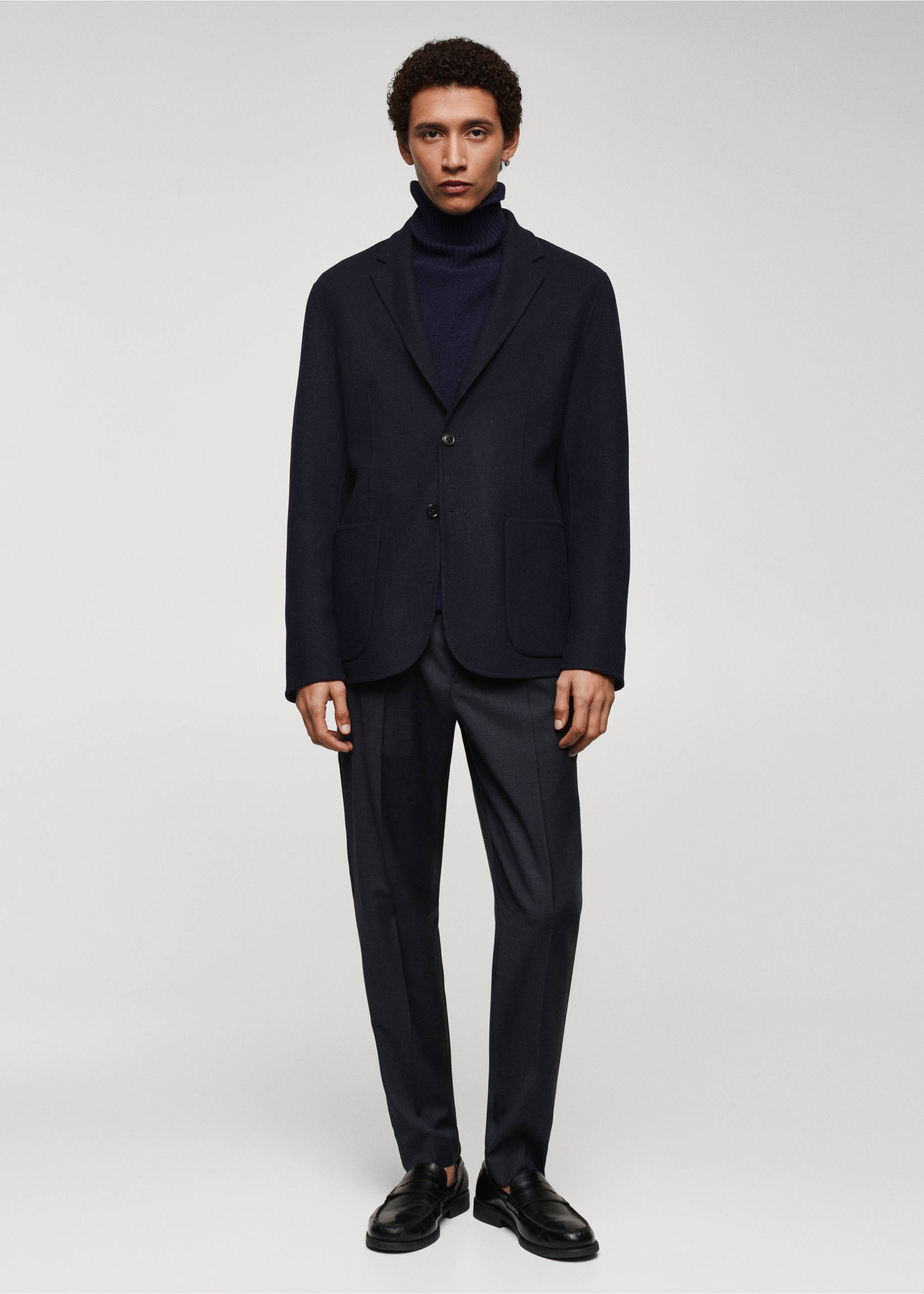 Handmade Woll-Blazer - Allgemeine Ansicht, Dunkles Marineblau. Ref: 67050626-00.